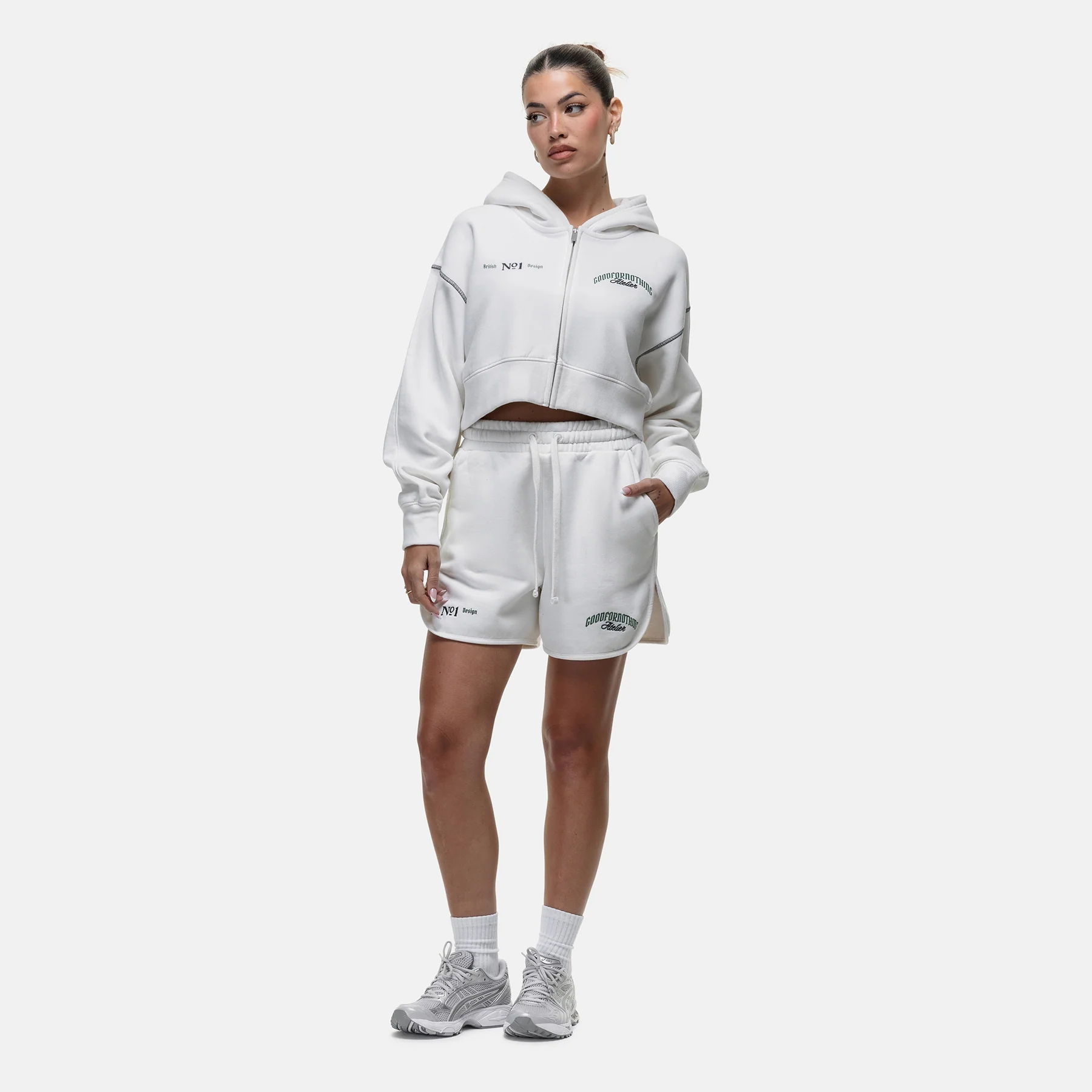 Antiquity White Crop Zip Hoodie - Image 4