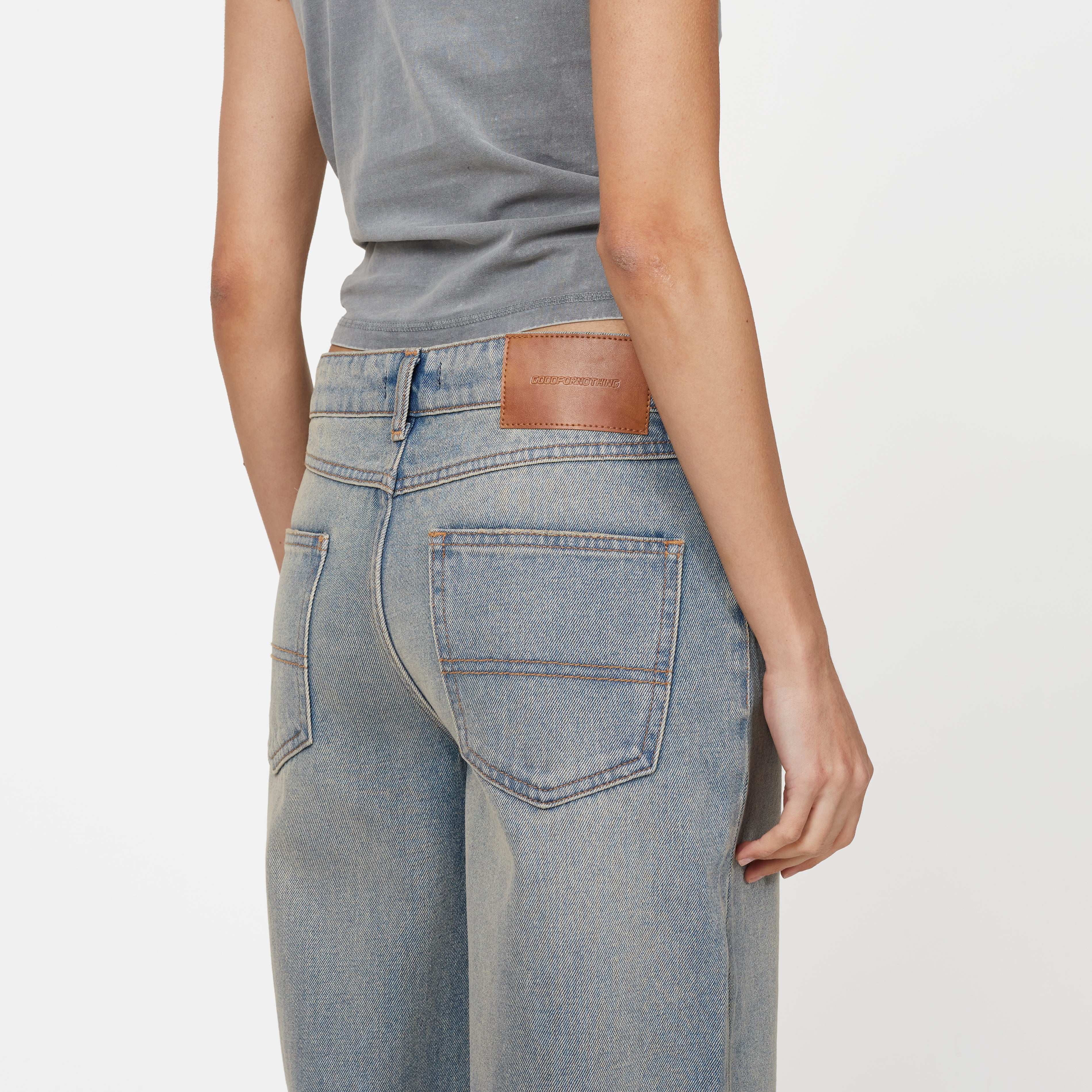 Heavy Washed Light Blue Denim Jeans - Image 4