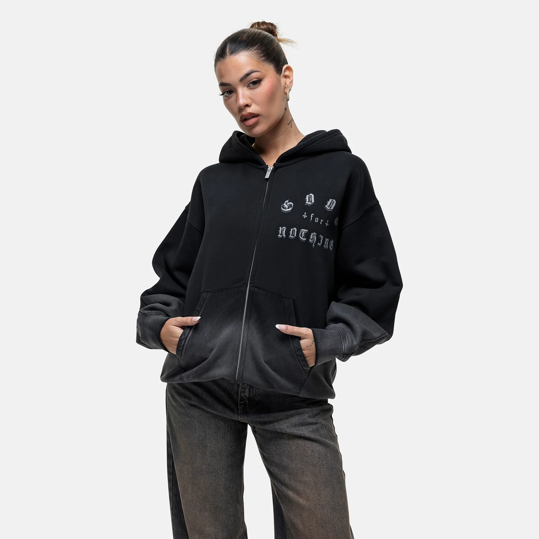 Sprayed Cali Black Zip Hoodie - Image 5