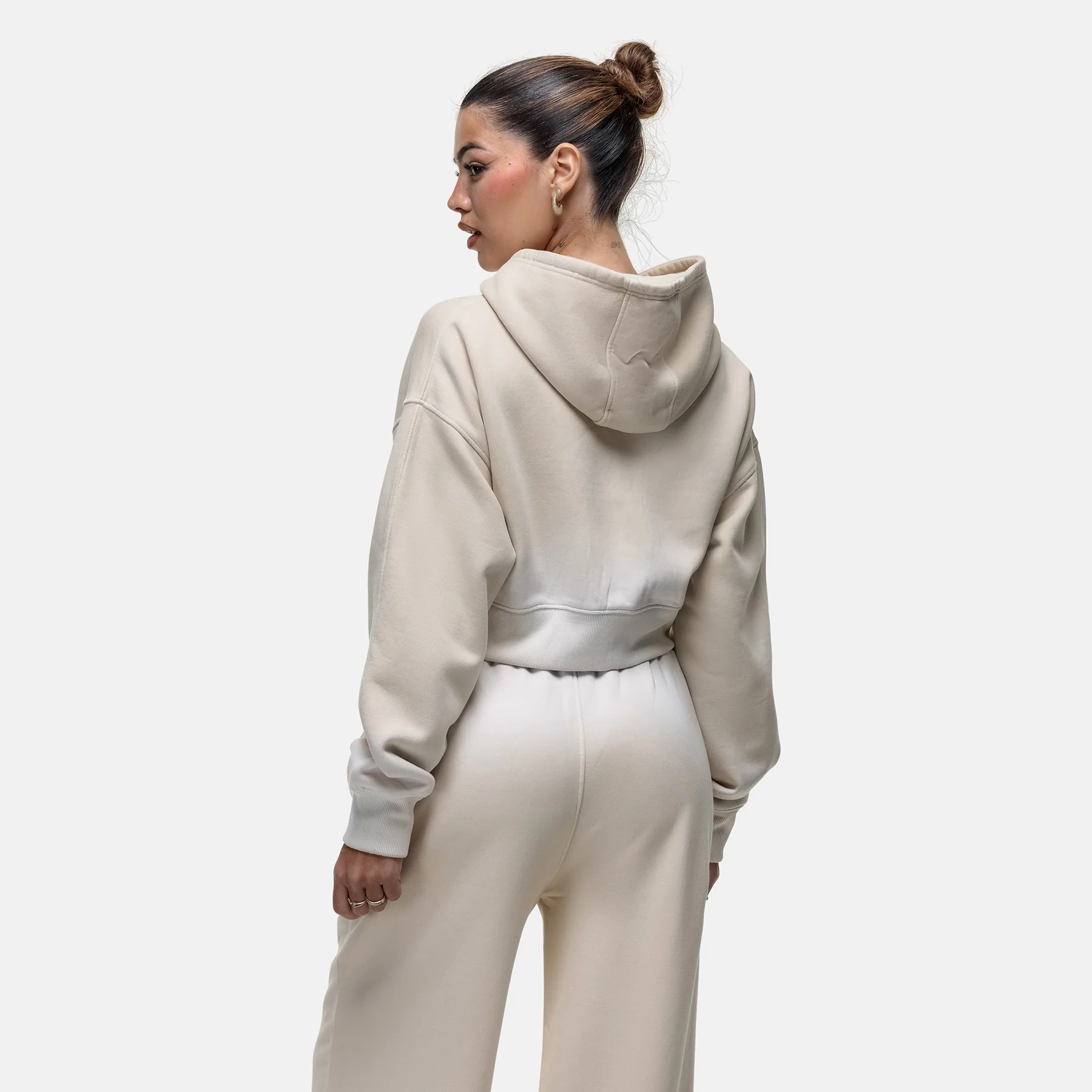 Sprayed Cali Cream Crop Zip Hoodie - Image 3
