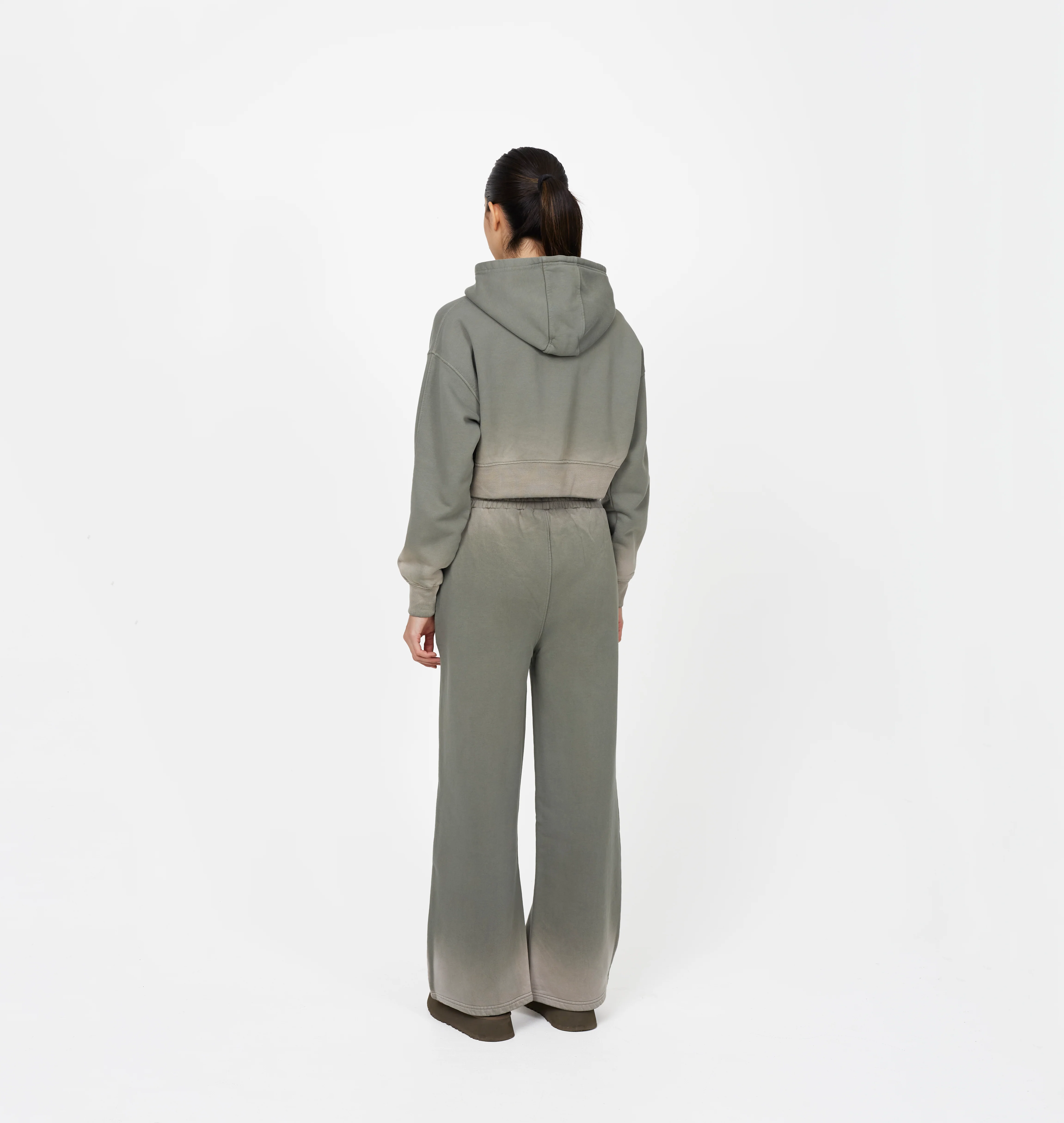 Sprayed Cali Green Crop Zip Hoodie - Image 3