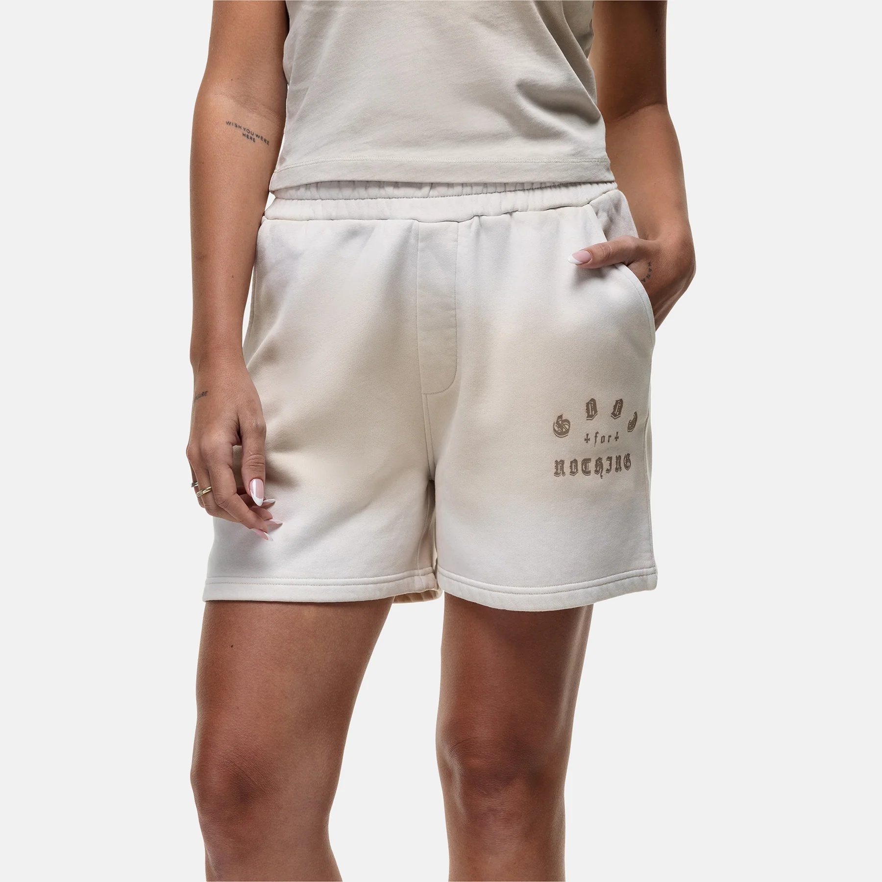Sprayed Cali Cream Shorts - Image 2