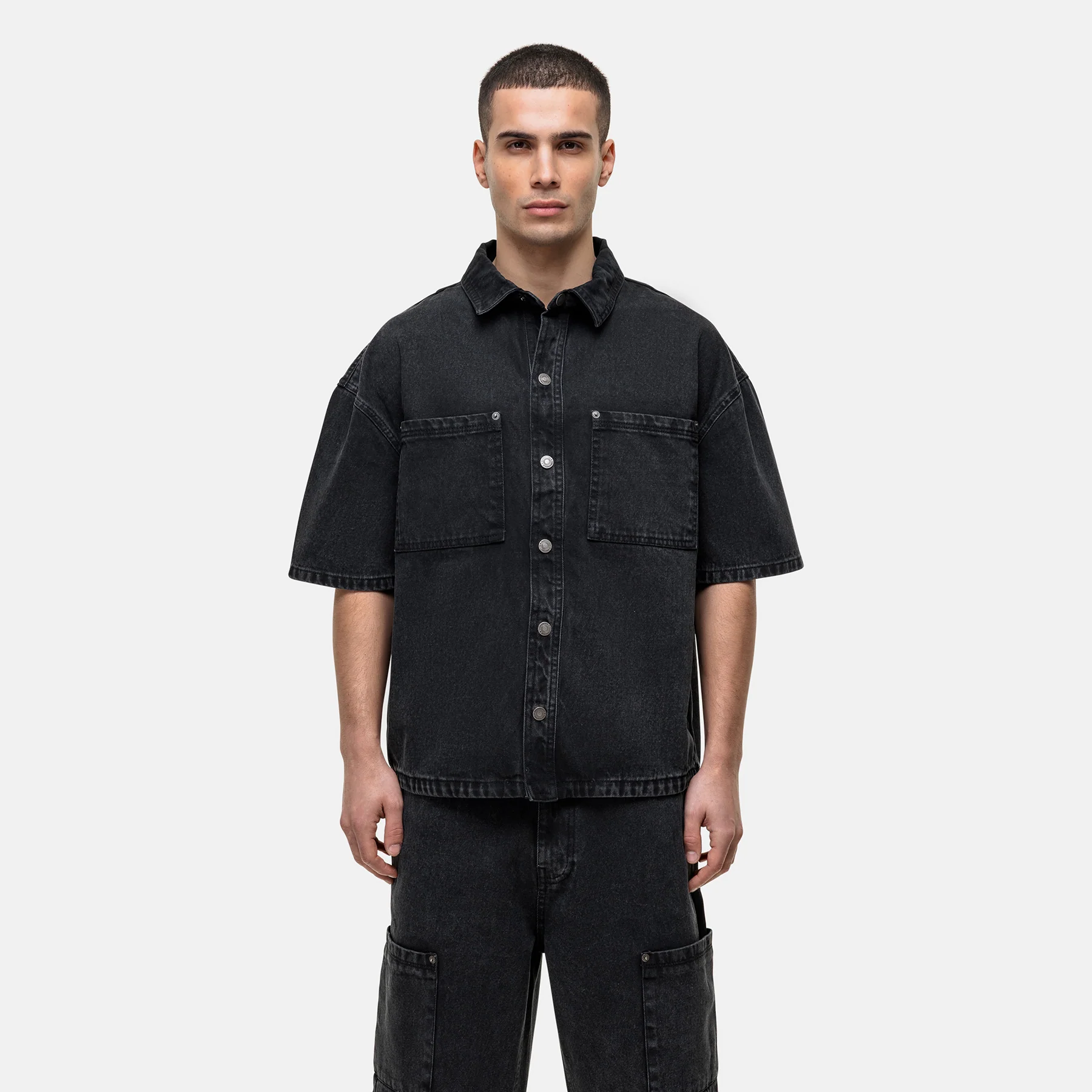 Washed Black Denim Overshirt
