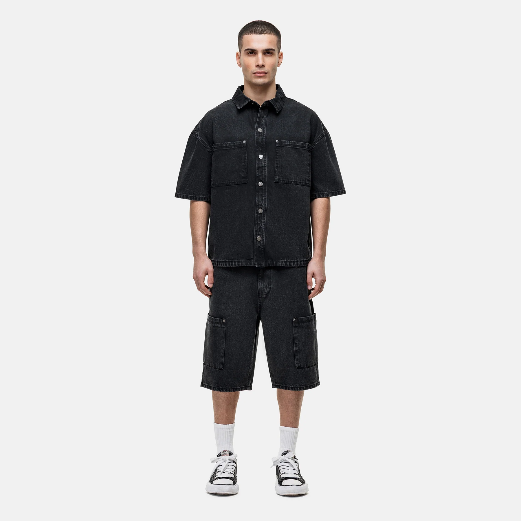 Washed Black Denim Overshirt - Image 3