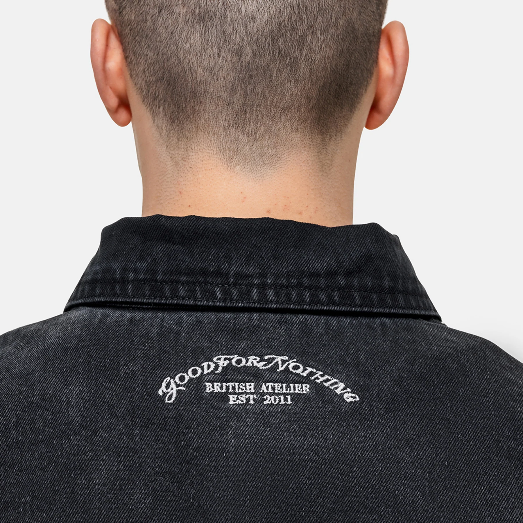 Washed Black Denim Overshirt - Image 4