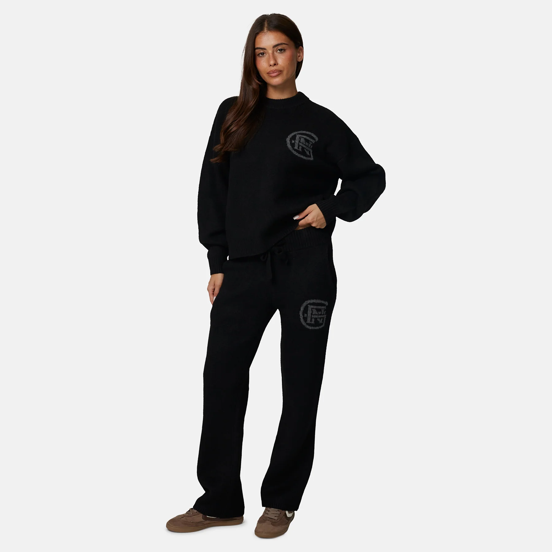 Monogram Fluffy Knit Black Pants - Image 5
