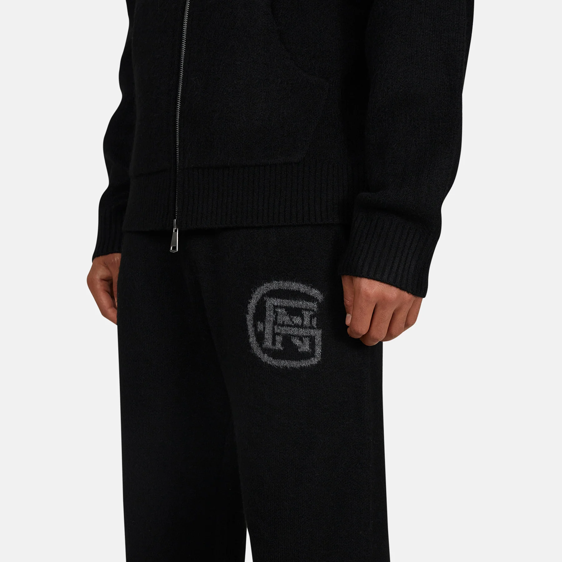 Monogram Fluffy Knit Black Pants - Image 3