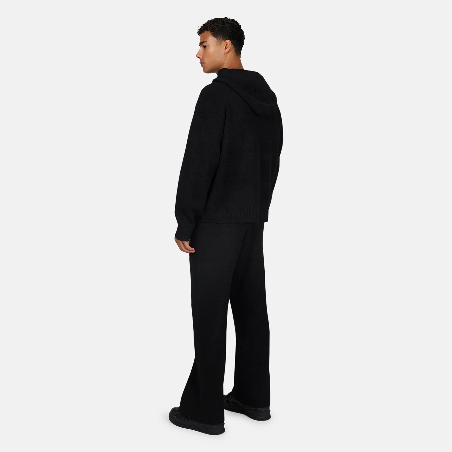 Monogram Fluffy Knit Black Zip Hoodie - Image 6