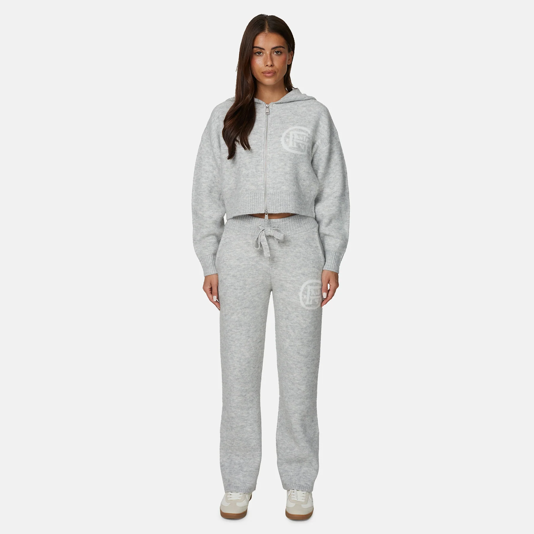 Monogram Fluffy Knit Grey Marl Pants - Image 4