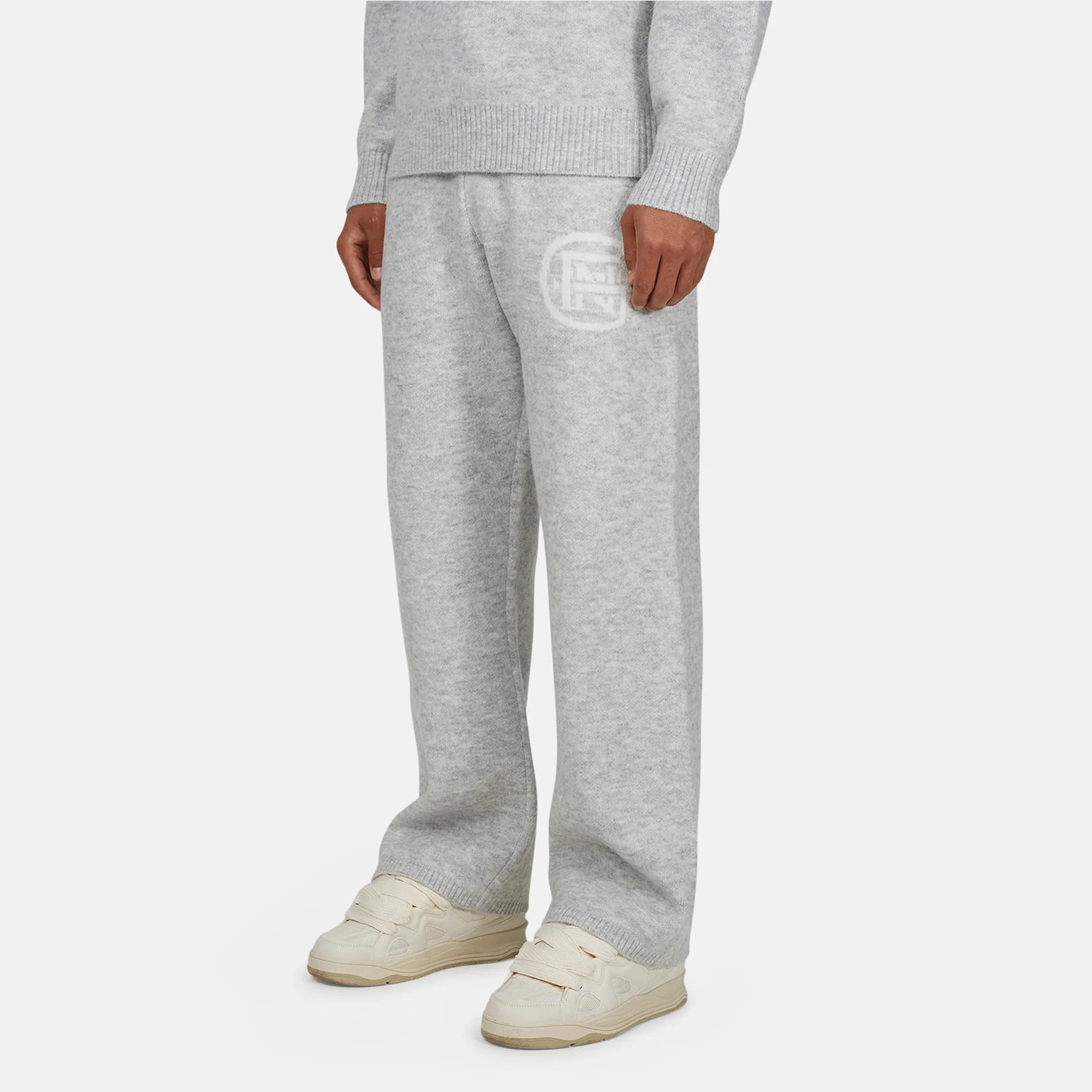 Monogram Fluffy Knit Grey Marl Pants - Image 2