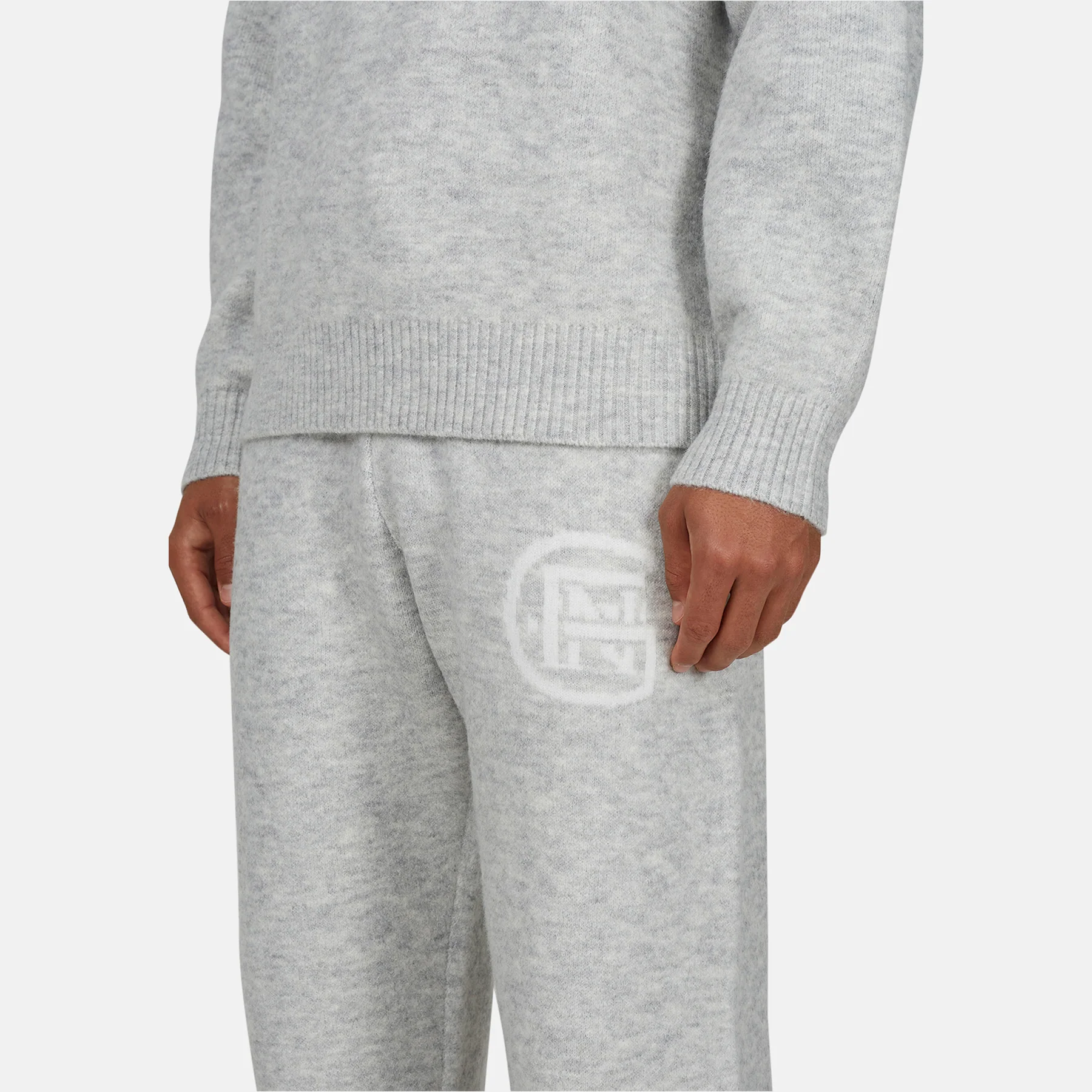 Monogram Fluffy Knit Grey Marl Pants - Image 4