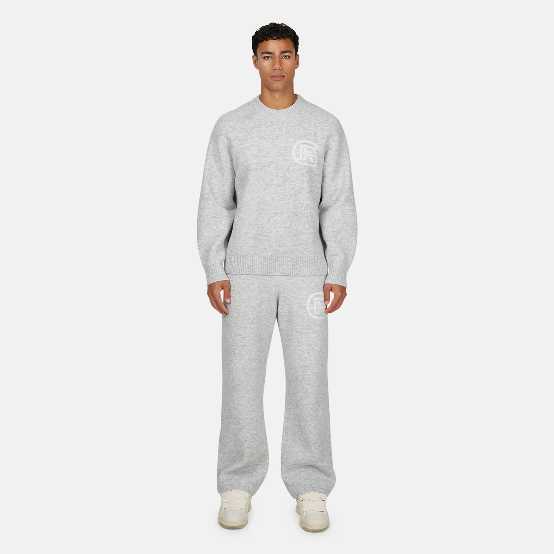 Monogram Fluffy Knit Grey Marl Pants - Image 5