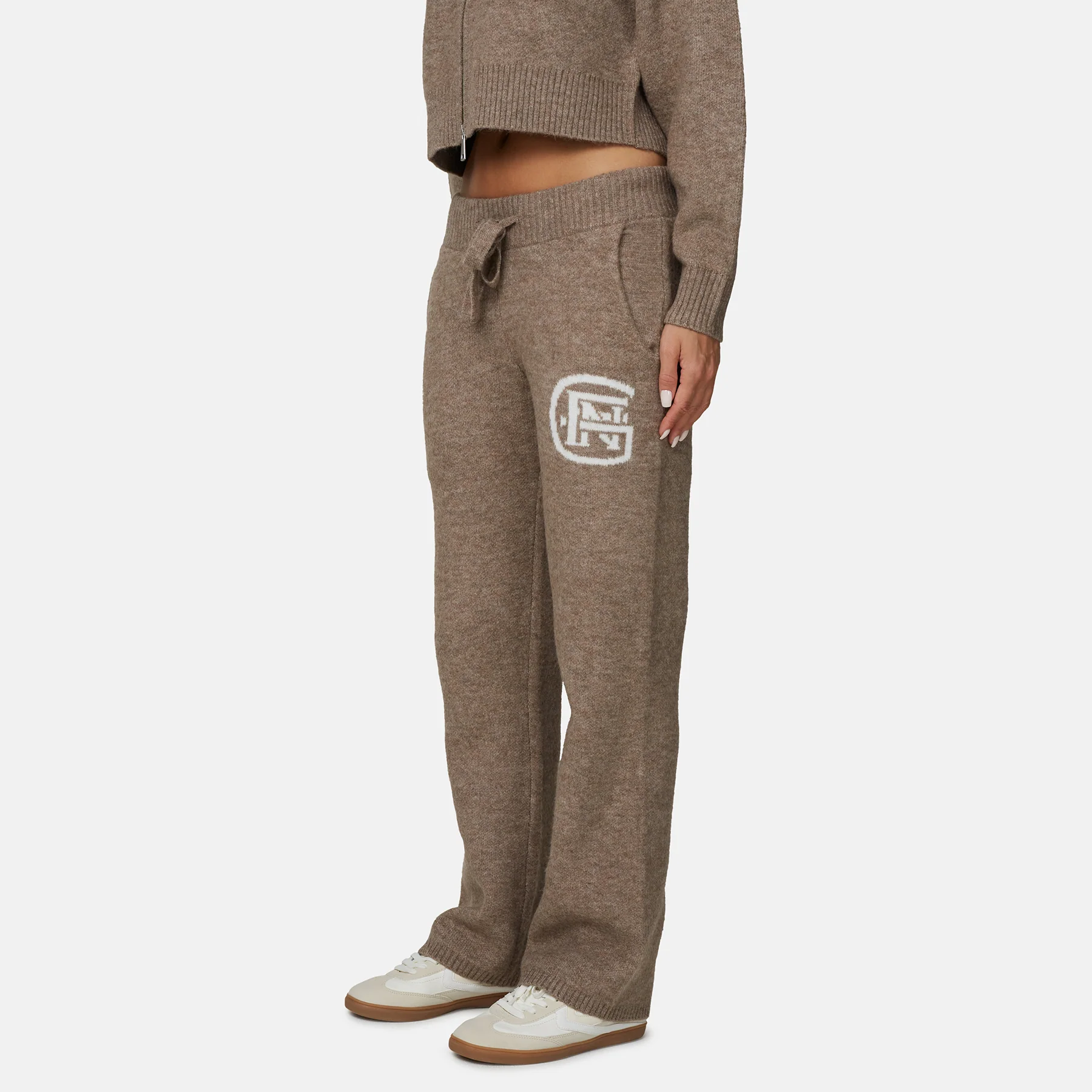 Monogram Fluffy Knit Taupe Pants - Image 3