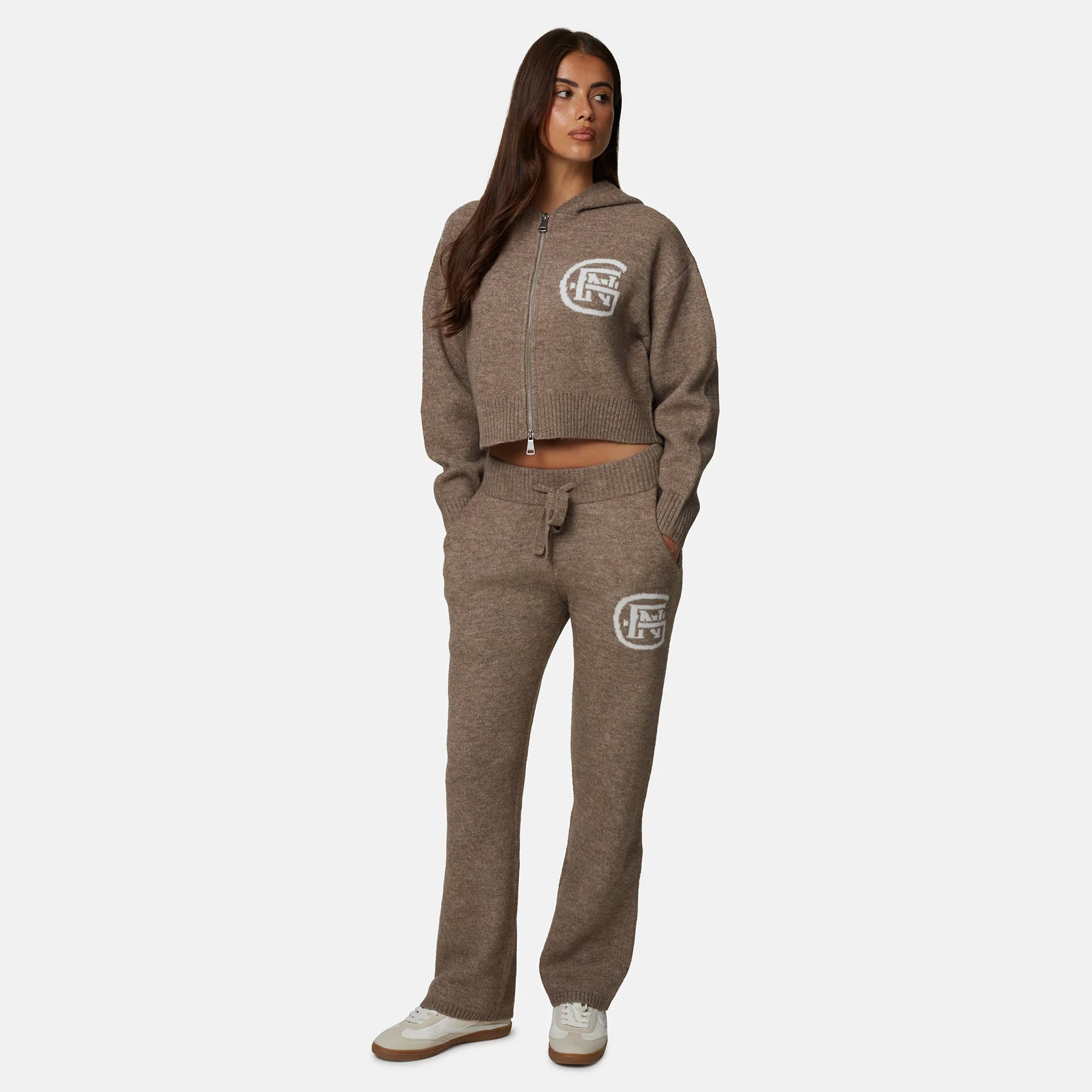 Monogram Fluffy Knit Taupe Pants - Image 5