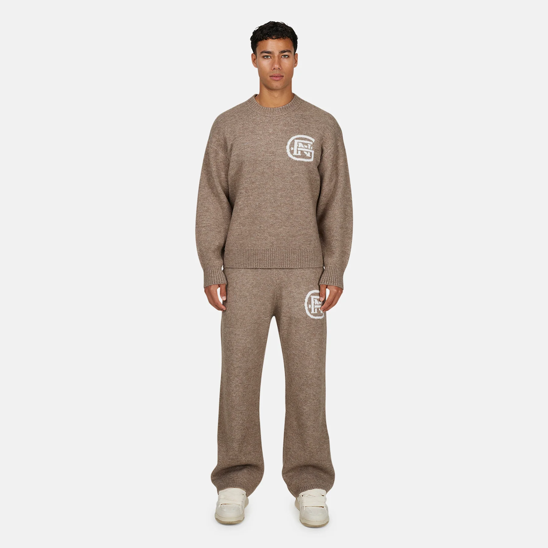 Monogram Fluffy Knit Taupe  Pants - Image 5