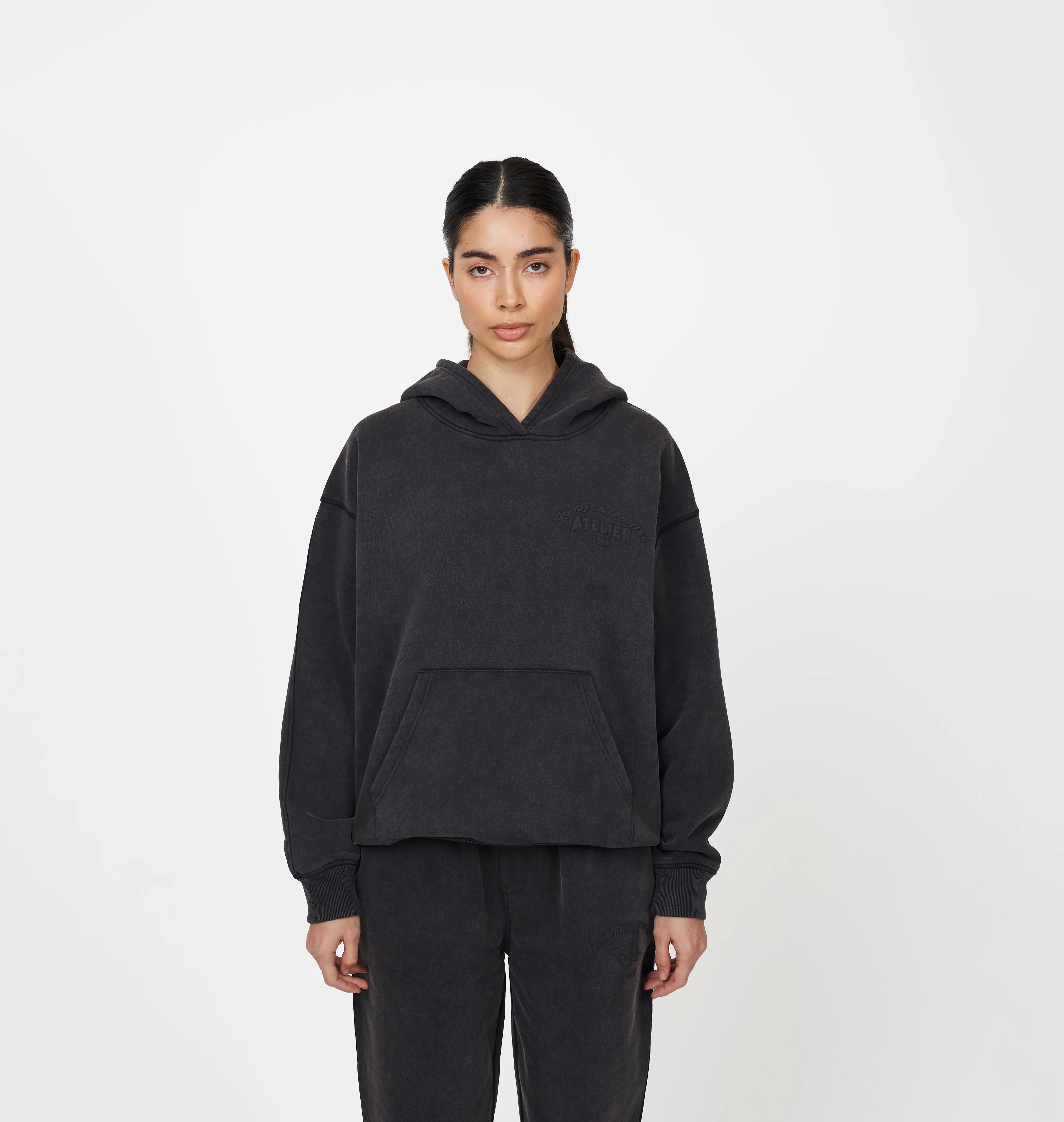 Float Butterfly Washed Black Hoodie