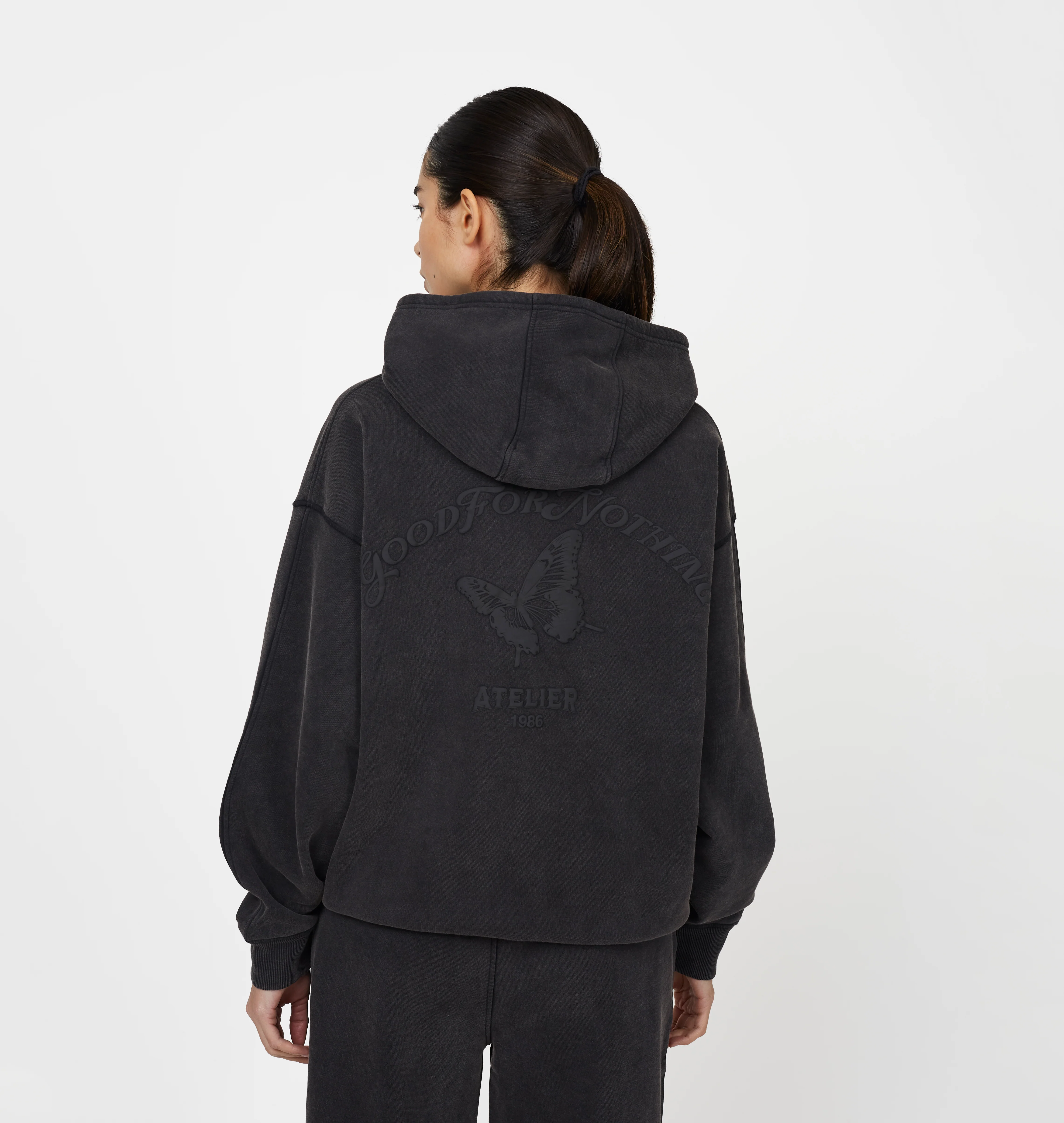 Float Butterfly Washed Black Hoodie - Image 2