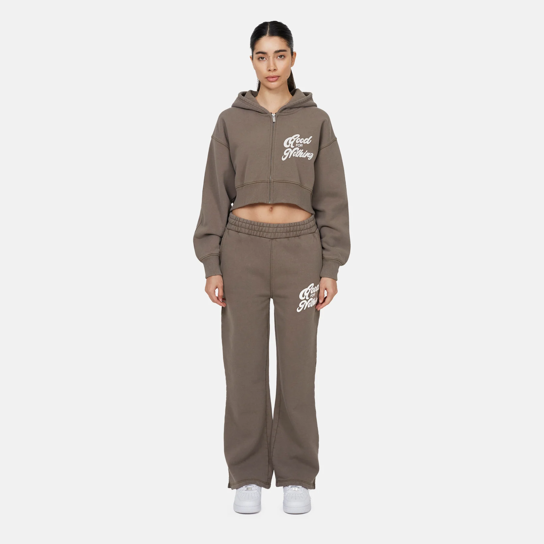 Authentic Taupe Zip Hoodie - Image 3