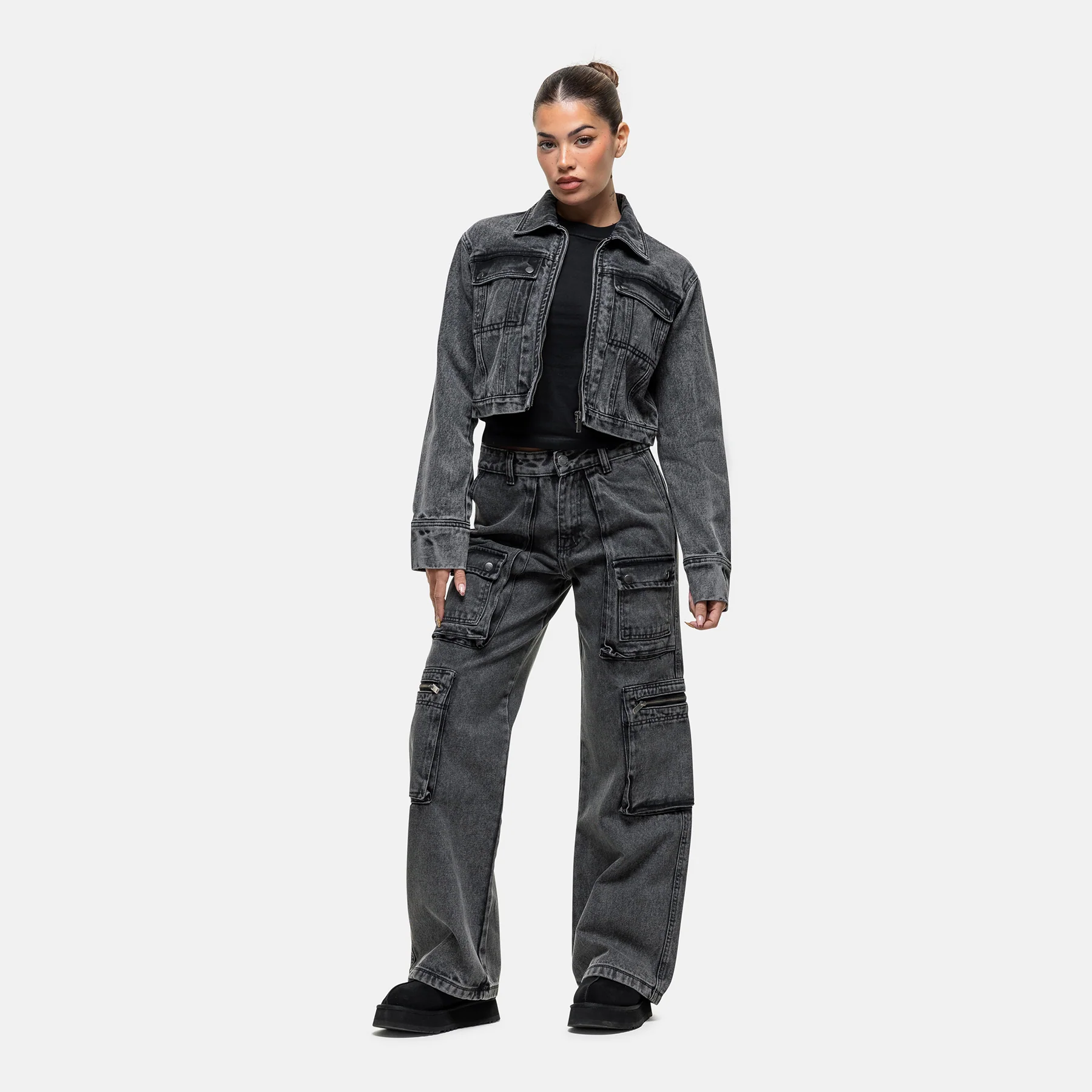 Industry Washed Grey Denim Jacket - Image 3