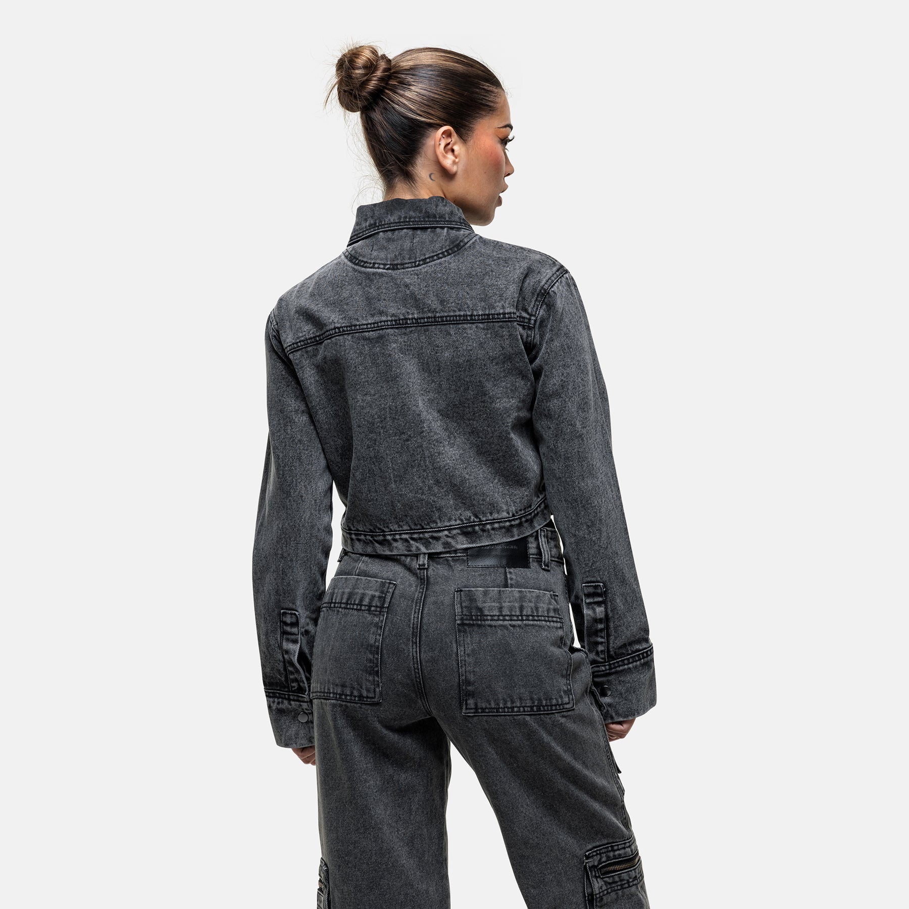 Industry Washed Grey Denim Jacket - Image 5