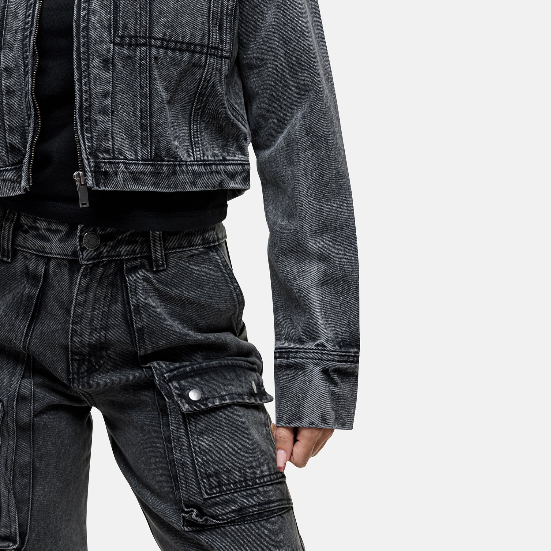 Industry Washed Grey Denim Jacket - Image 6