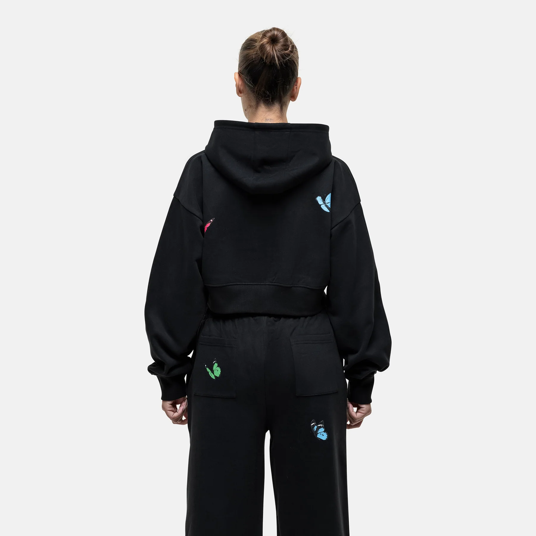 Flight Washed Black Crop Zip Hoodie - Image 5