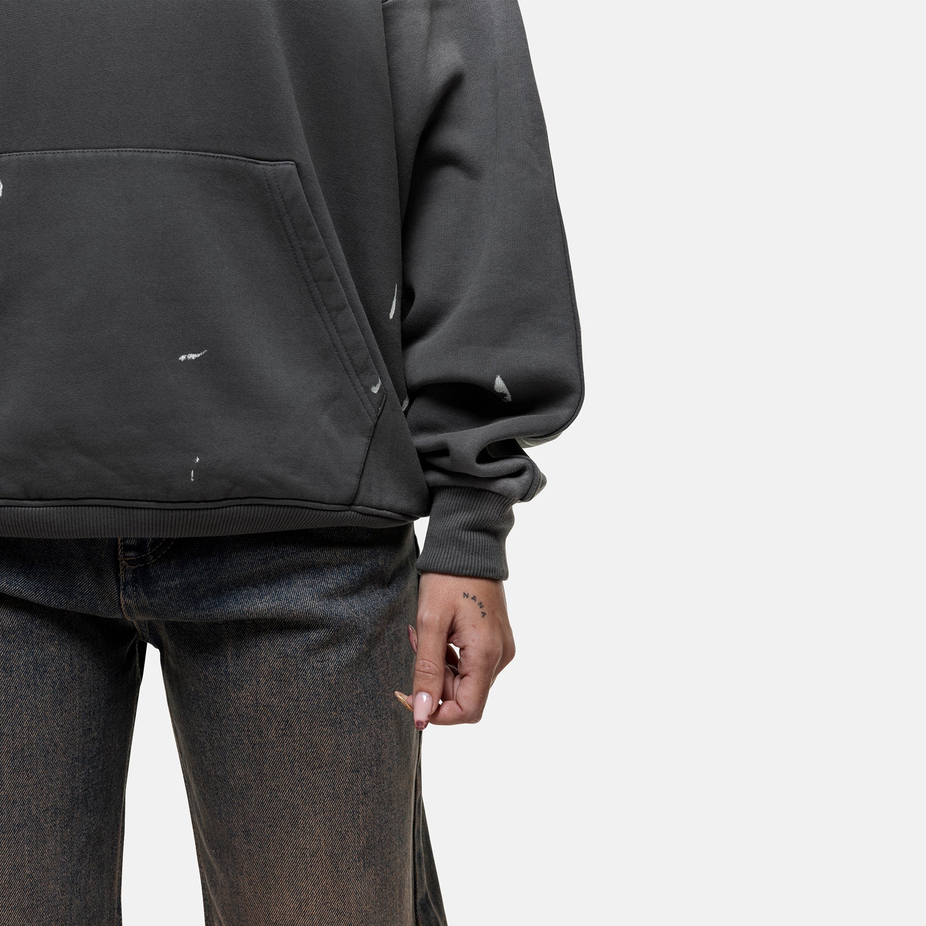 Abrade Grey Sprayed Hoodie - Image 3