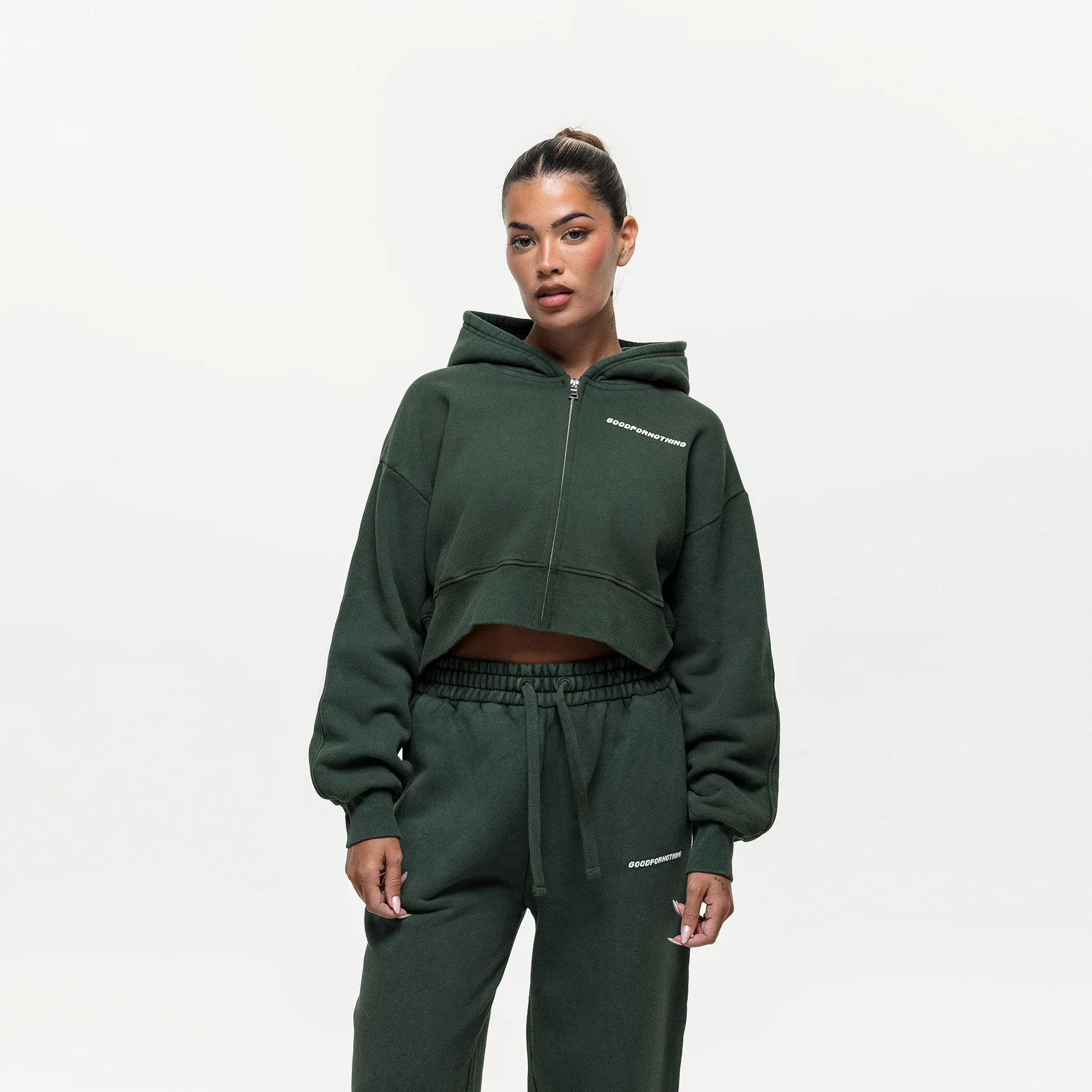 Vintage Washed Green Zip Hoodie - Image 5