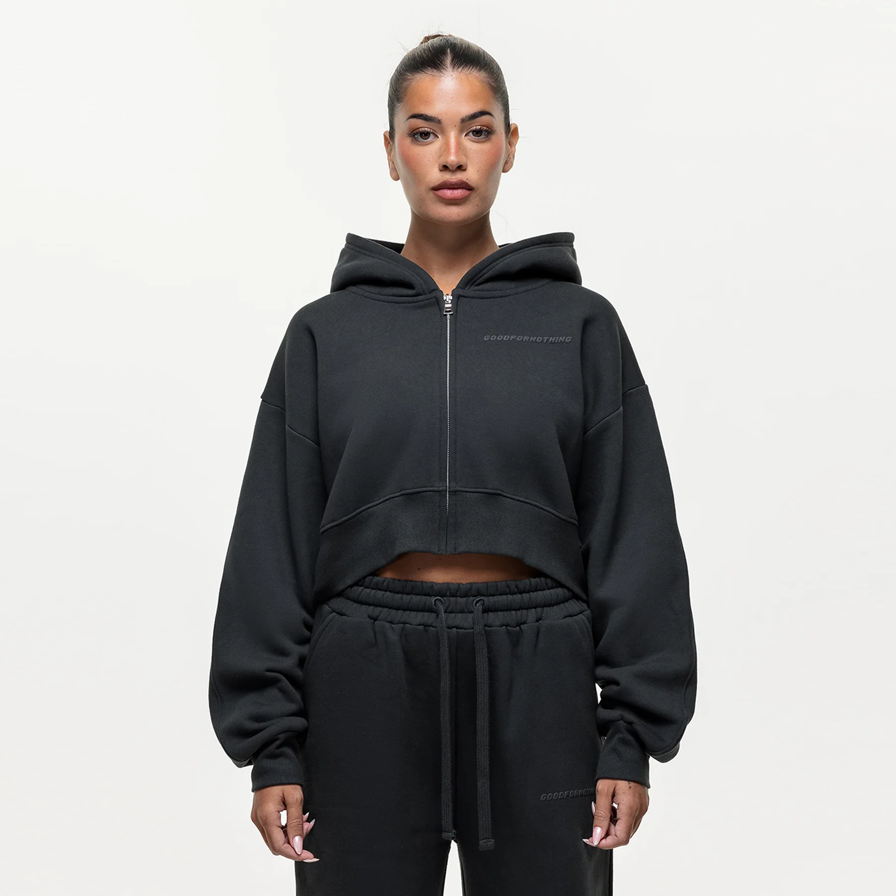 Vintage Onyx Black Zip Hoodie
