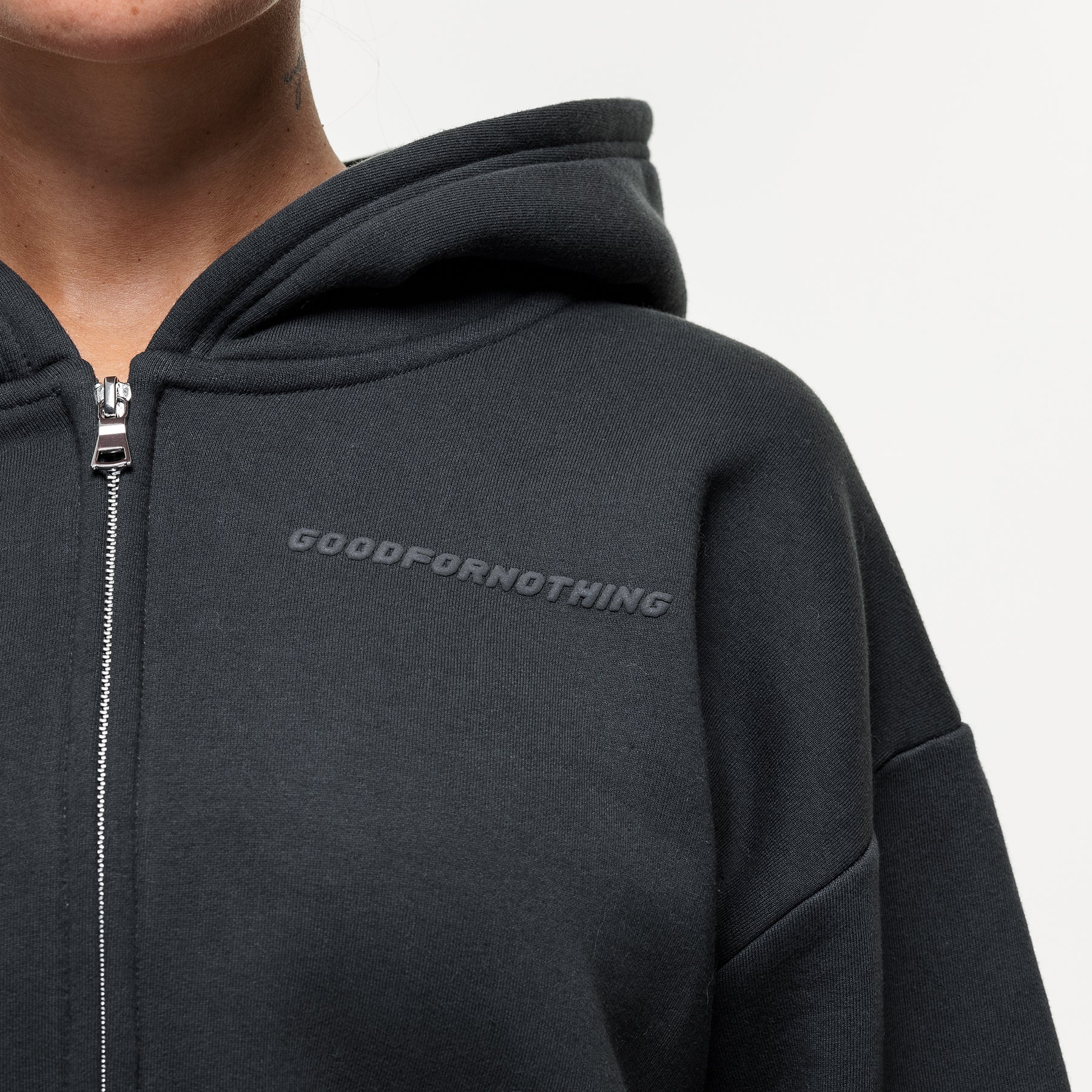 Vintage Onyx Black Zip Hoodie - Image 4
