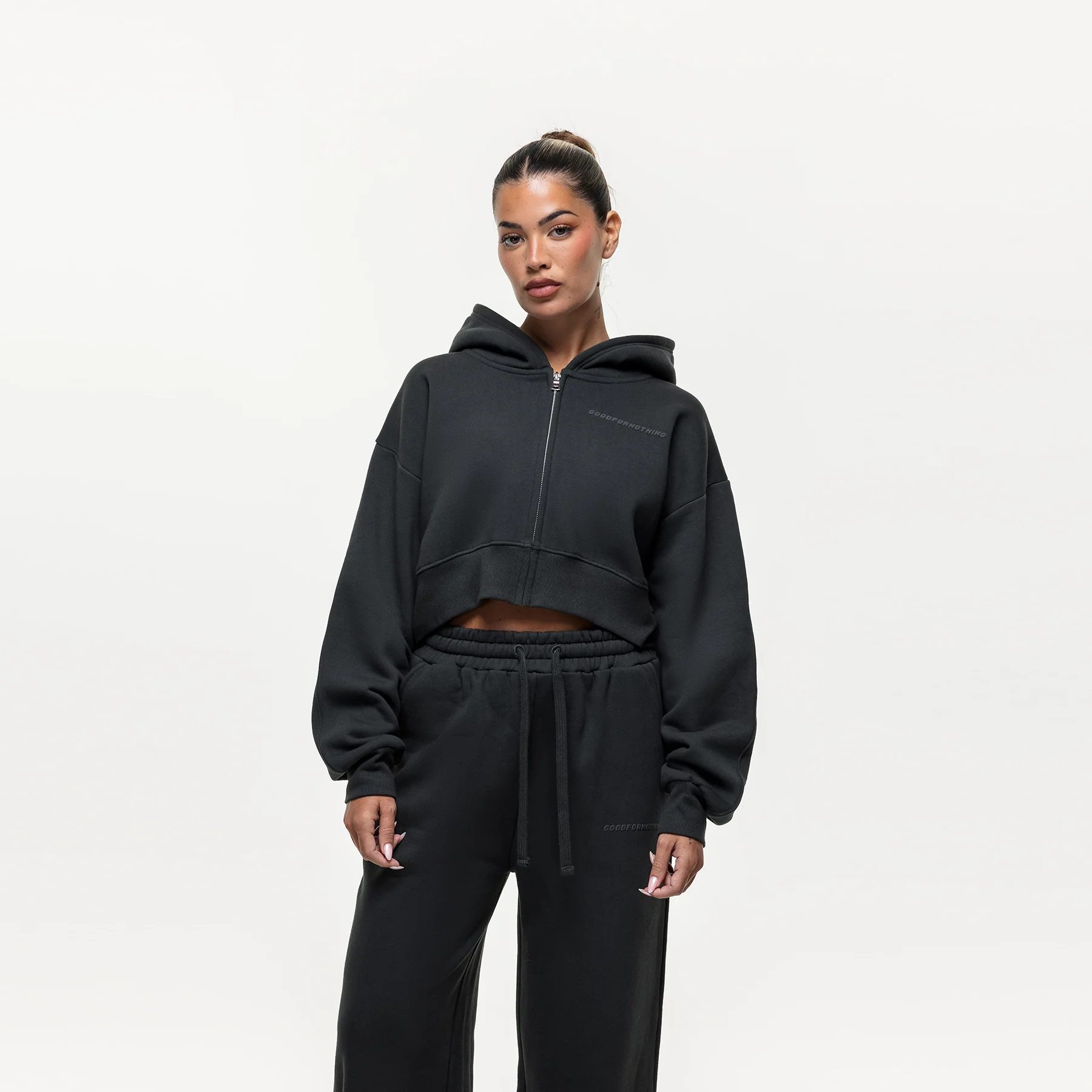 Vintage Onyx Black Zip Hoodie - Image 6