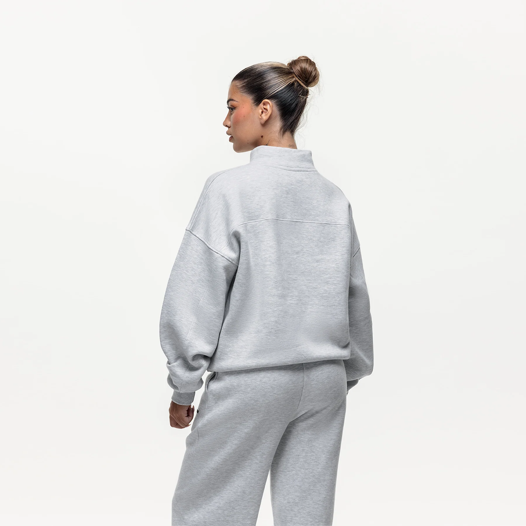 Vintage Grey Marl Funnel Zip Sweat - Image 2