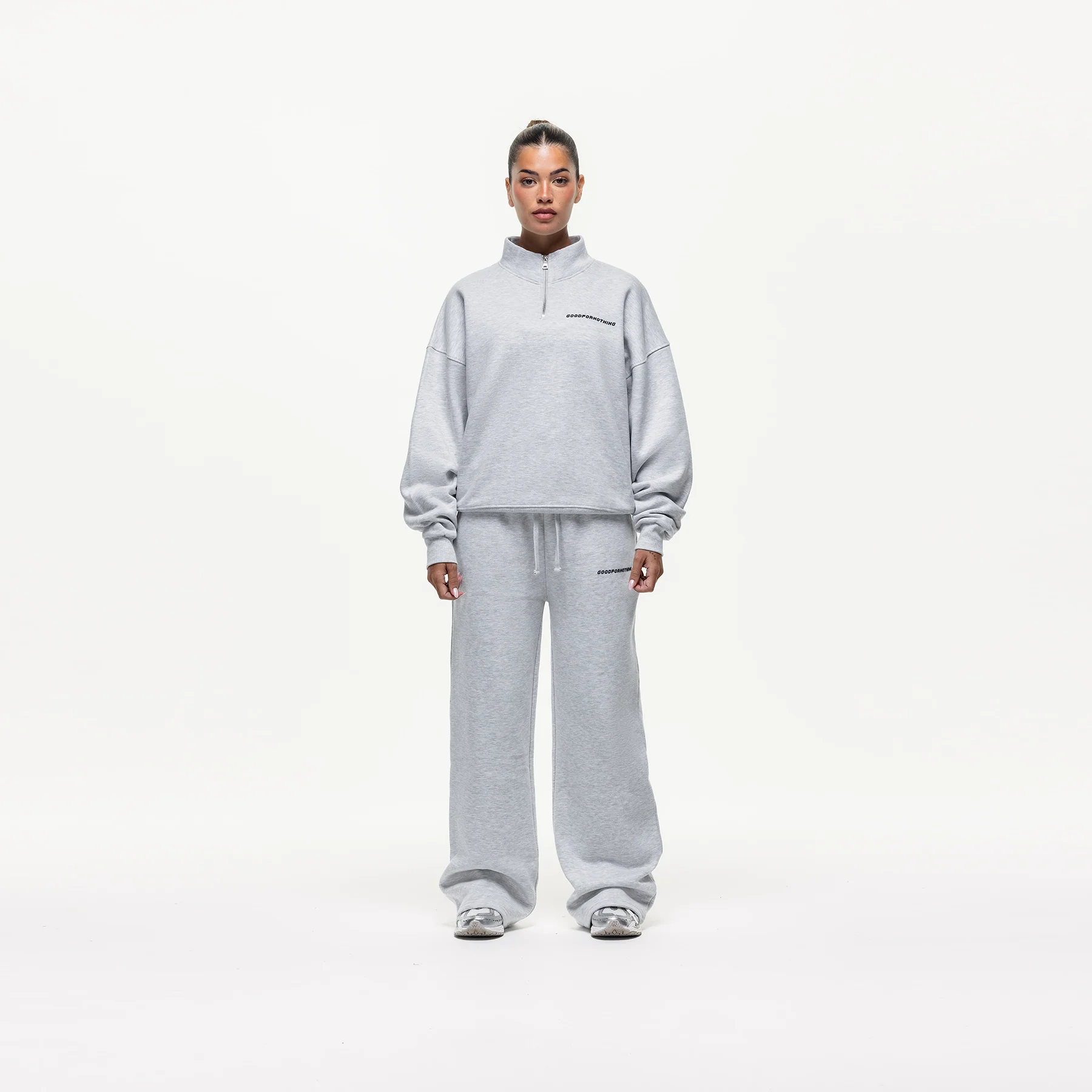 Vintage Grey Marl Funnel Zip Sweat - Image 5