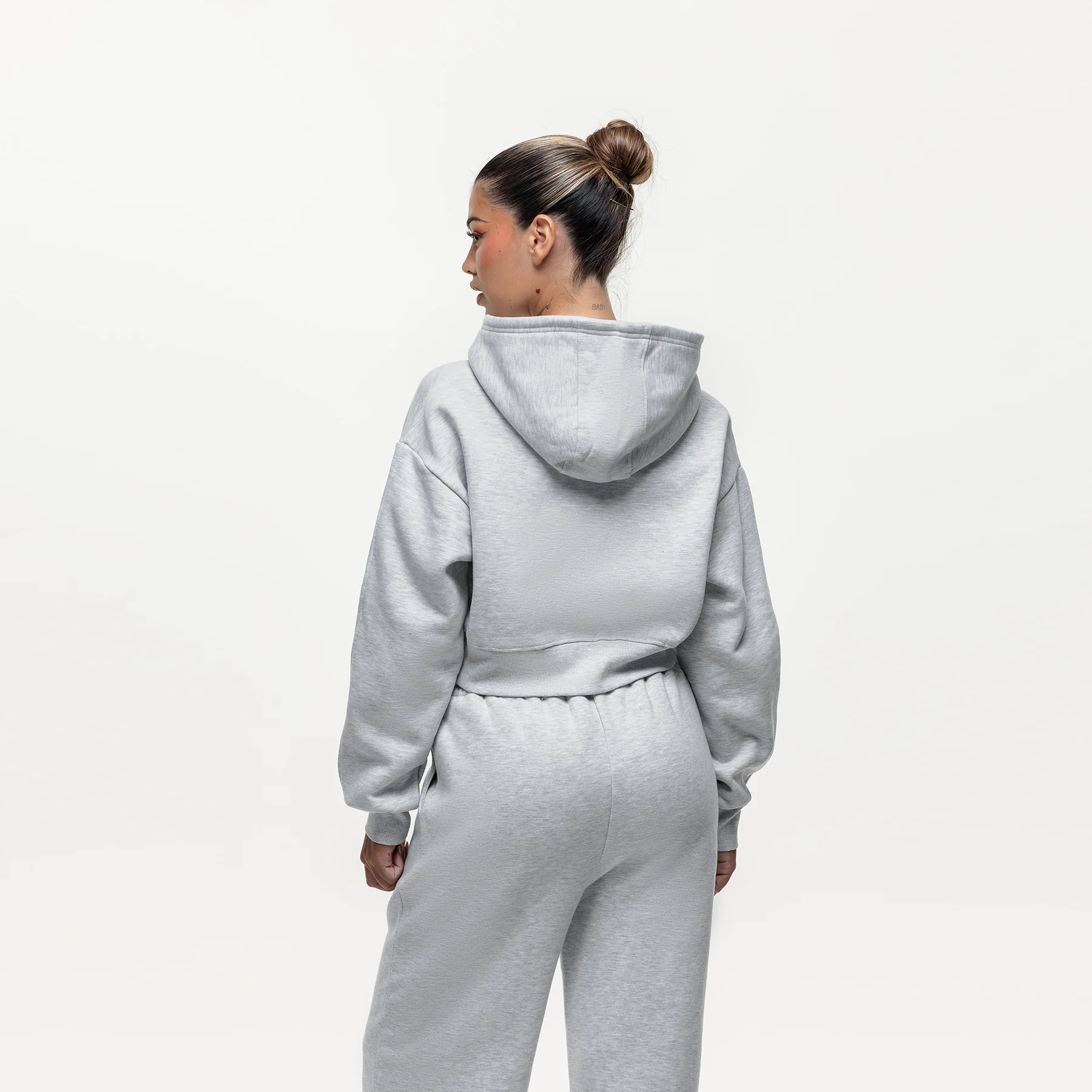 Vintage Grey Marl Zip Hoodie - Image 2