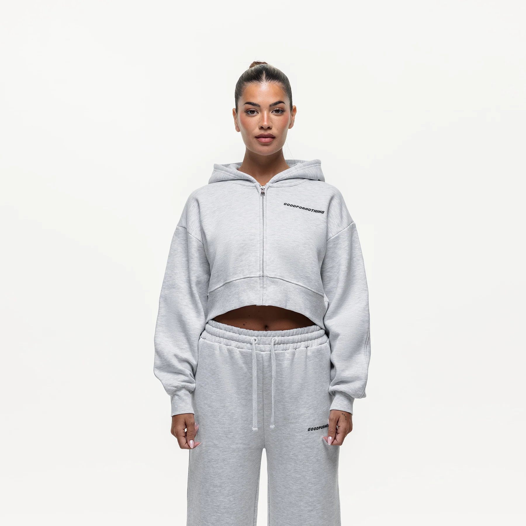 Vintage Grey Marl Zip Hoodie - Image 3