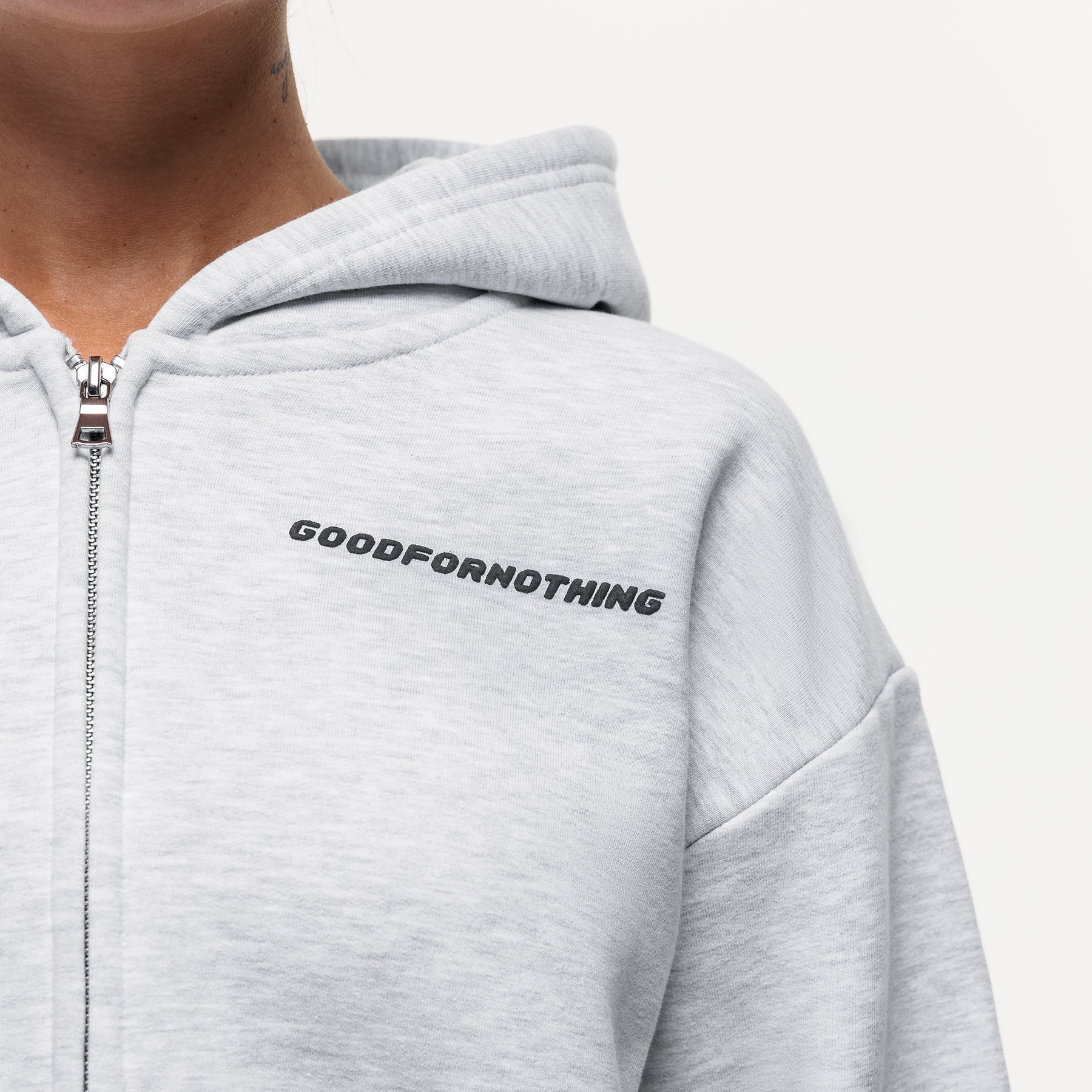 Vintage Grey Marl Zip Hoodie - Image 4
