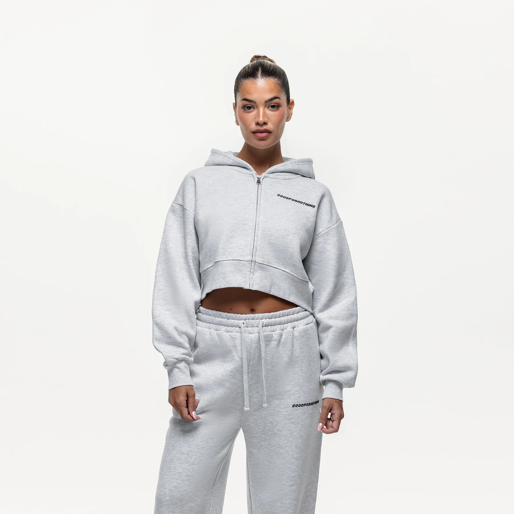 Vintage Grey Marl Zip Hoodie - Image 5