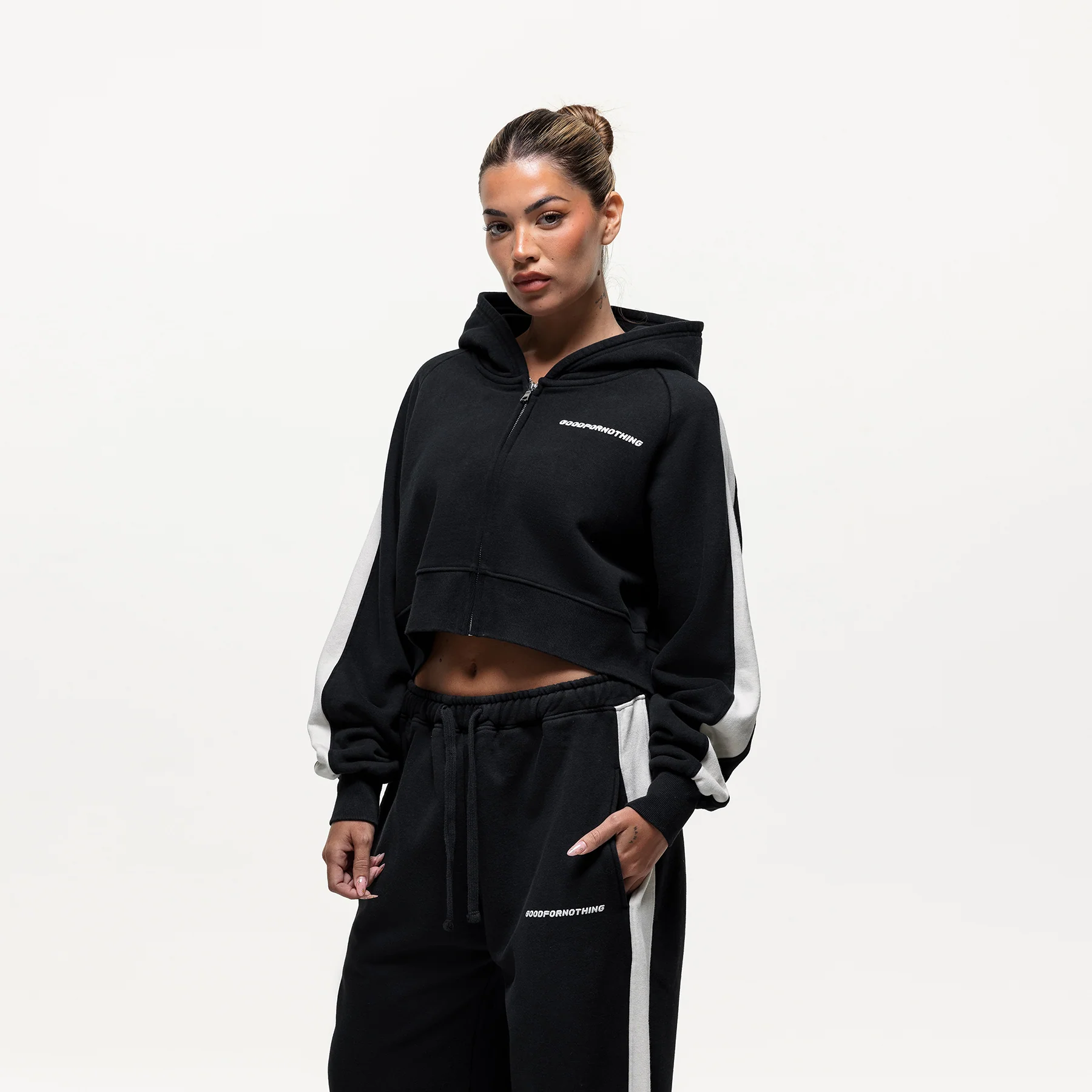 Vintage Track Black Zip Hoodie (Final Sale)