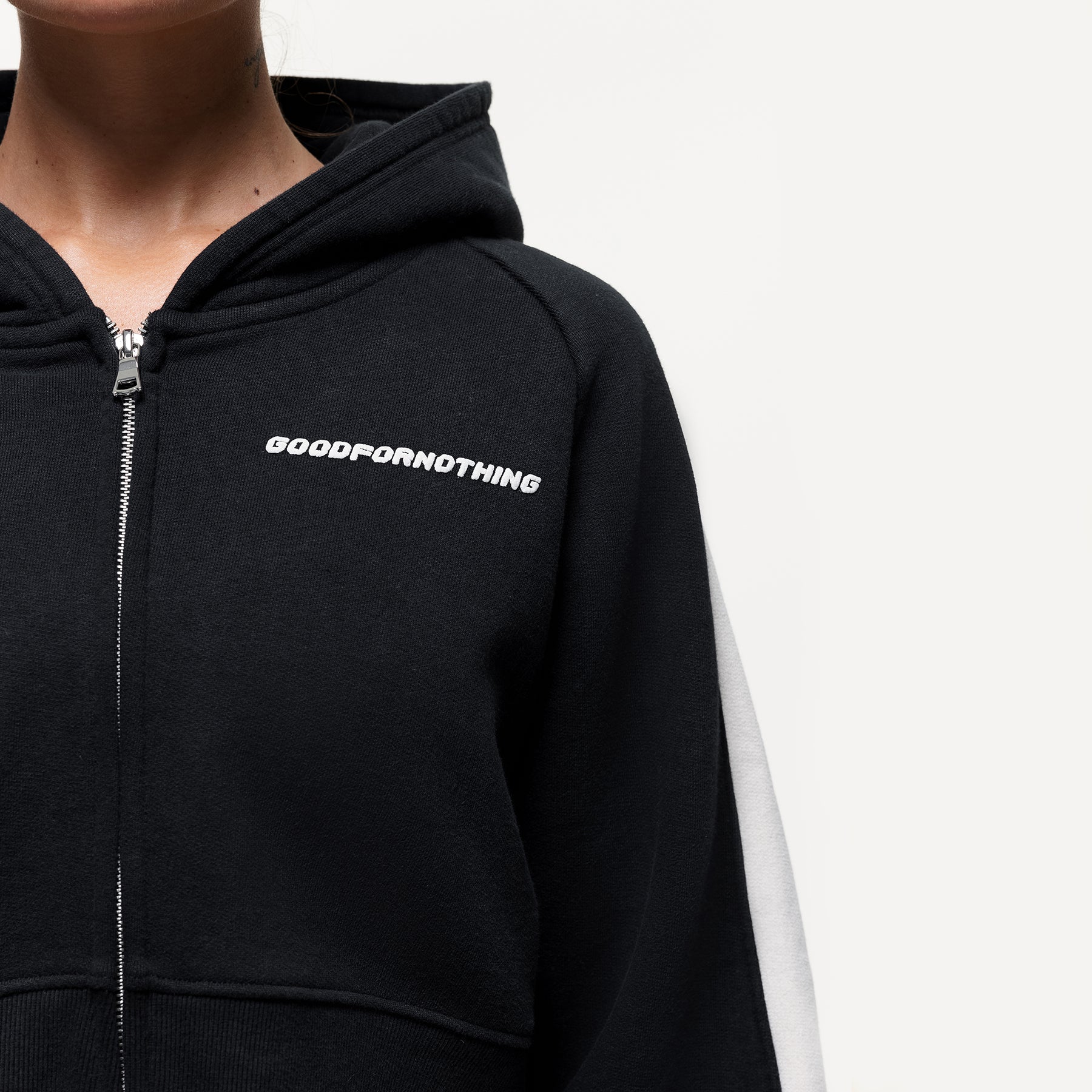 Vintage Track Black Zip Hoodie (Final Sale) - Image 3