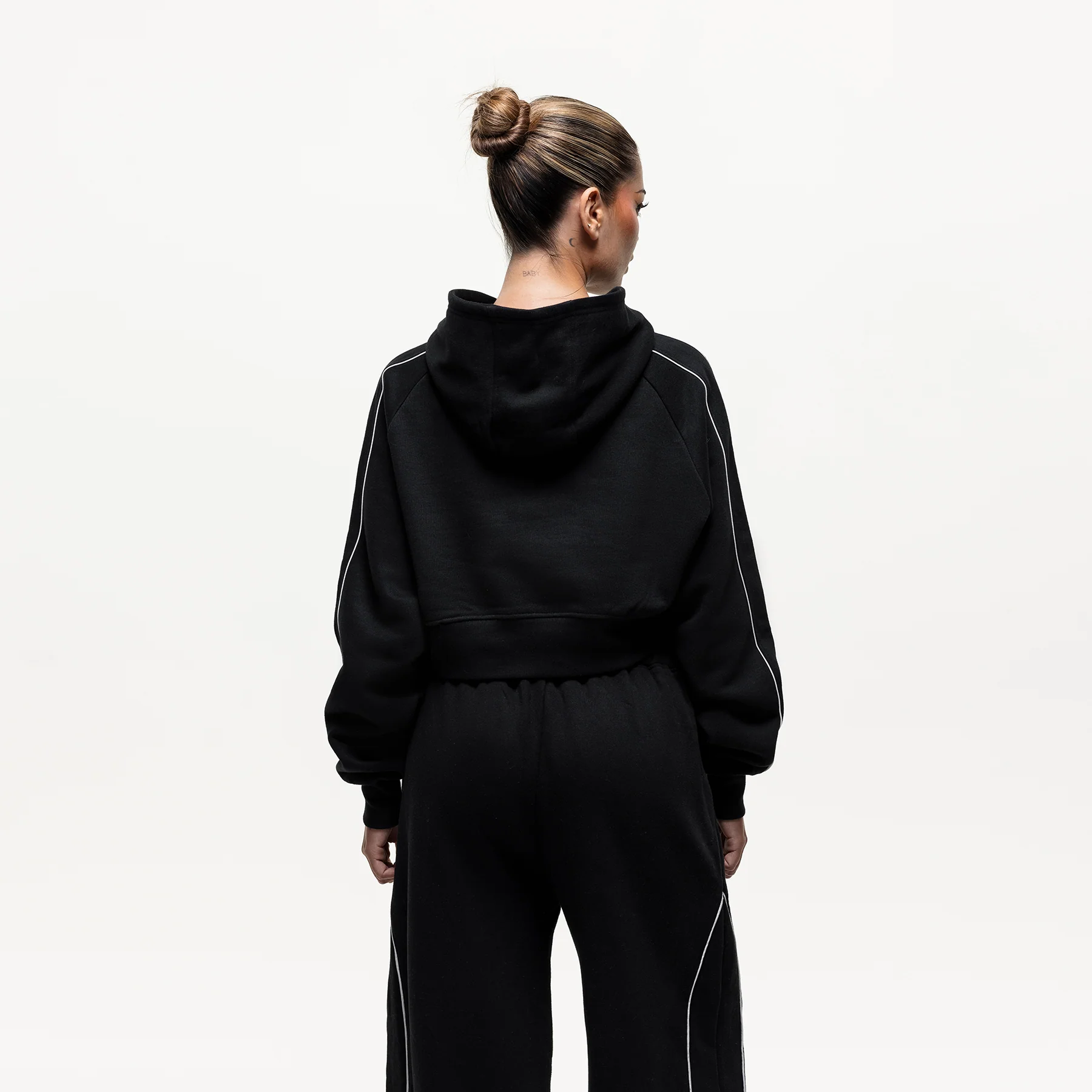 Outline Black Cropped Hoodie (Final Sale) - Image 2