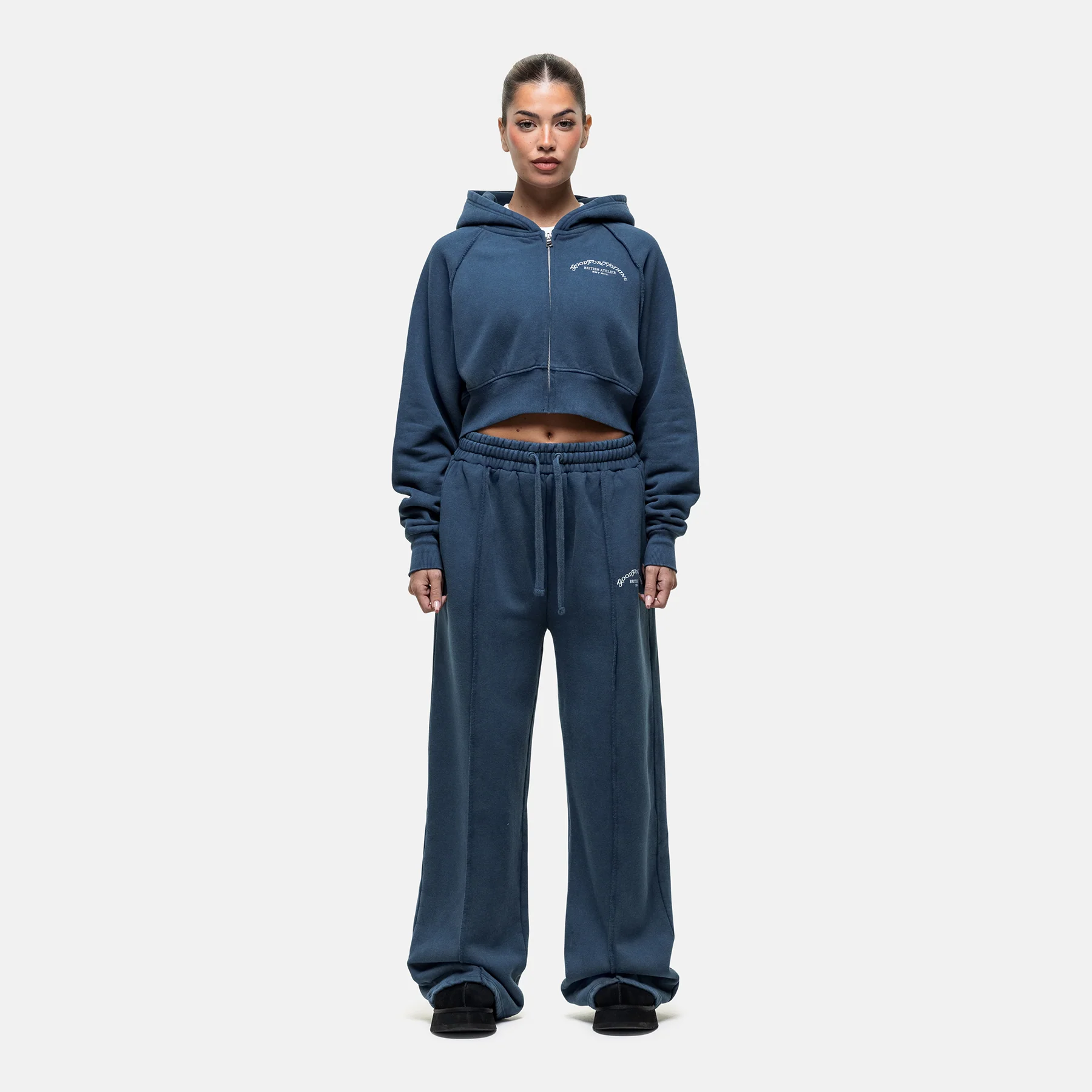Raw Seam Washed Blue Zip Hoodie - Image 3