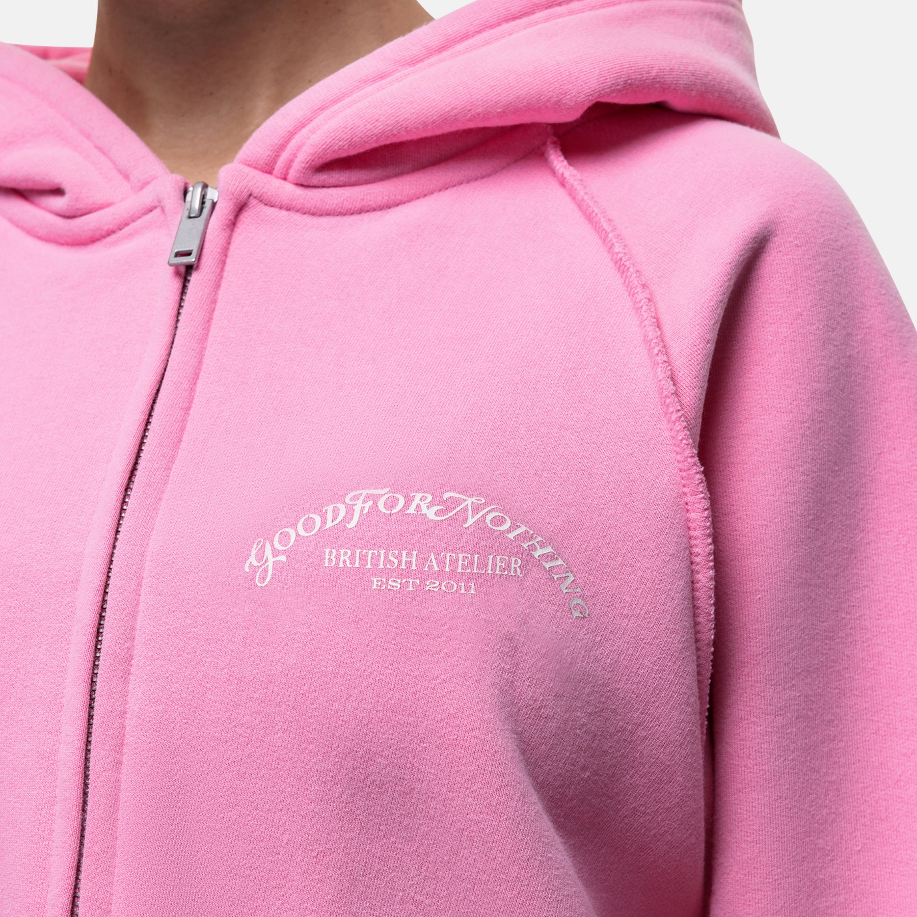 Raw Seam Washed Pink Zip Hoodie - Image 3