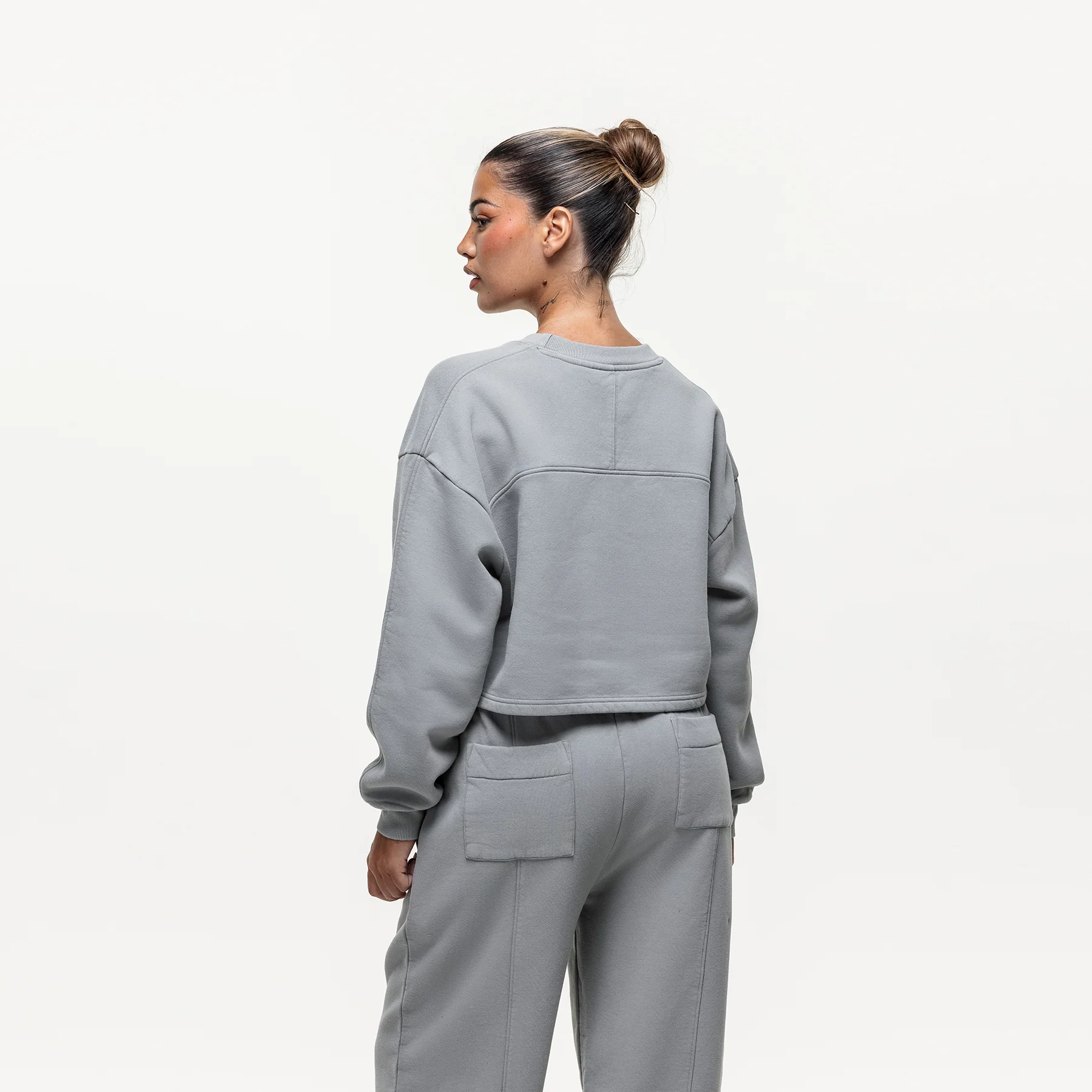 Slouch Grey Crop Sweatshirt - Image 6