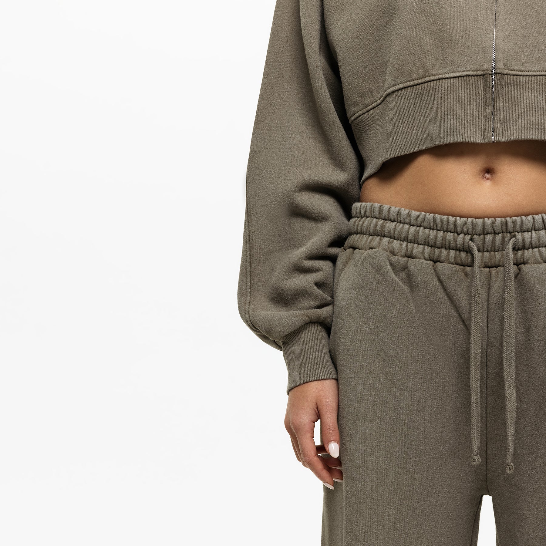 Vintage Washed Olive Zip Hoodie (Final Sale) - Image 4