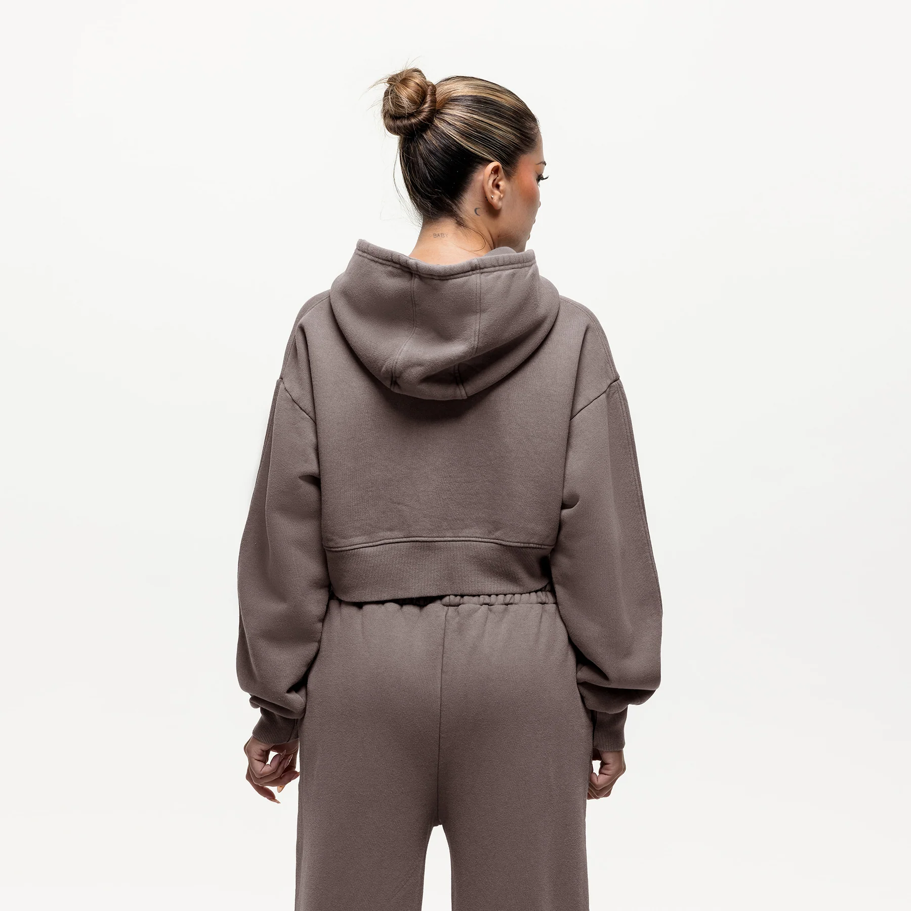 Vintage Washed Taupe Zip Hoodie - Image 3