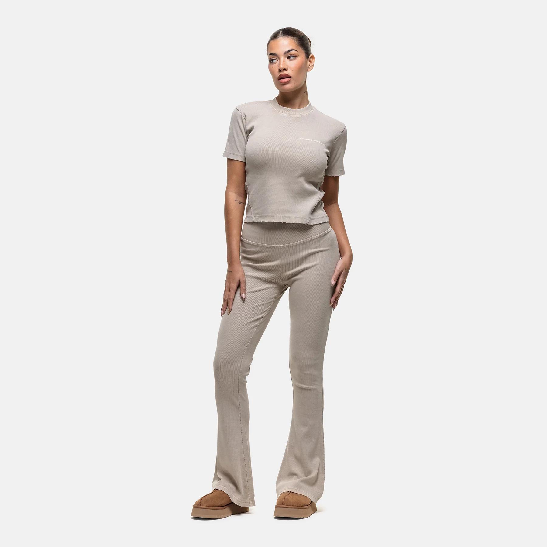 Ribbed Stone Flared Leggings - Image 2