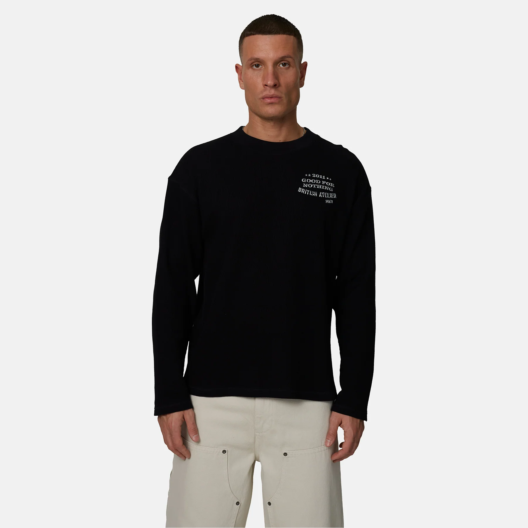 Icarus Waffle Long sleeve Black T-shirt - Image 3