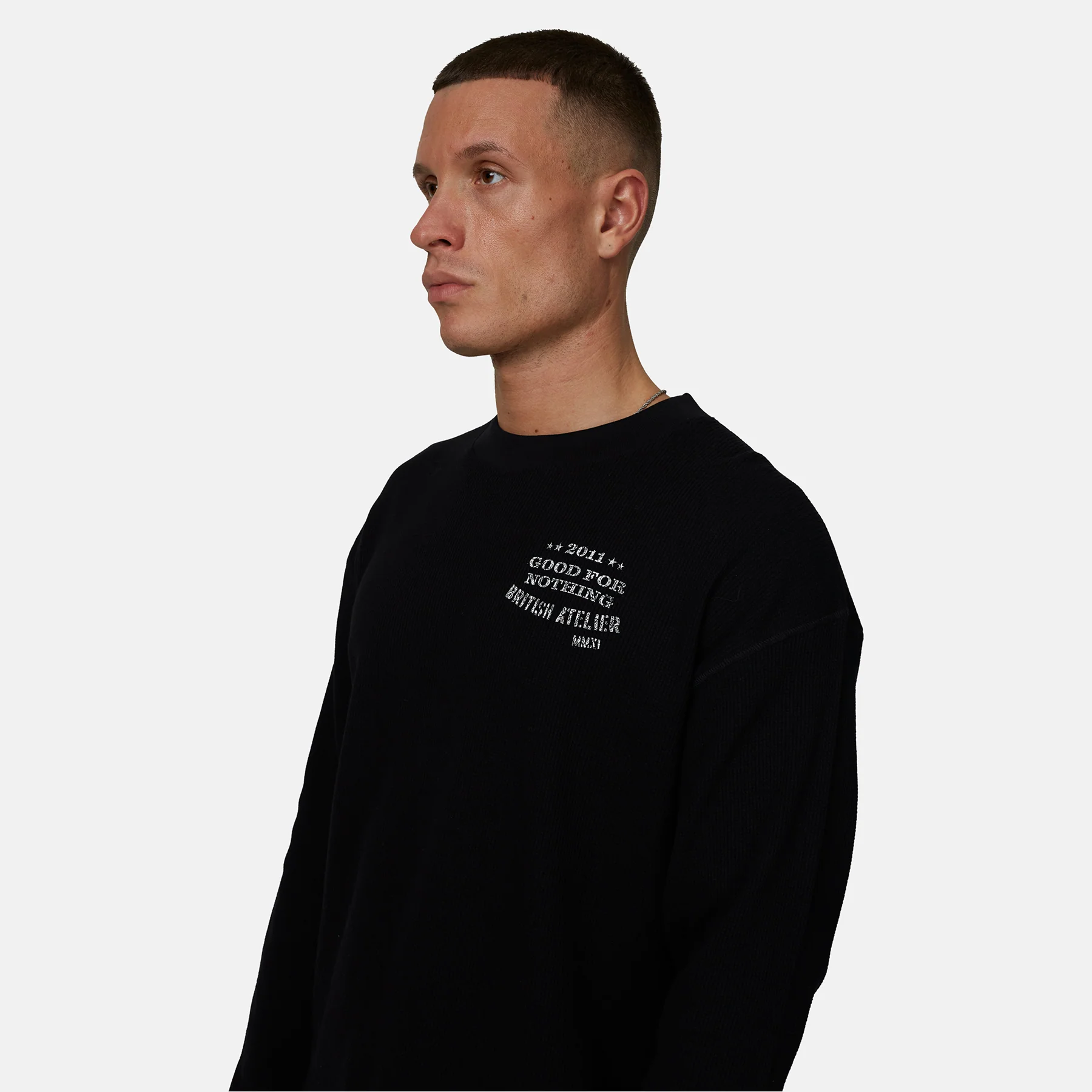 Icarus Waffle Long sleeve Black T-shirt - Image 4