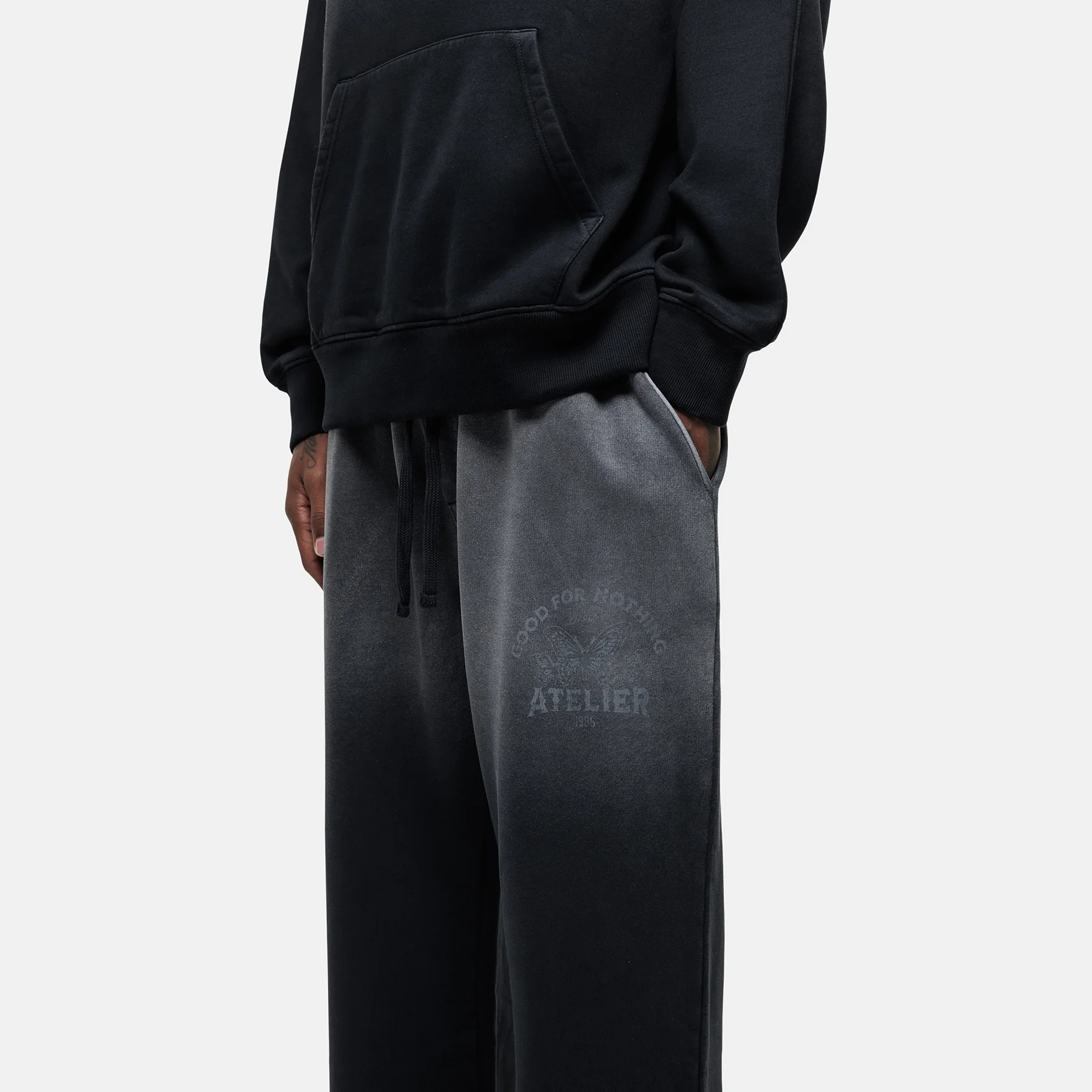 Vintage 1986 Faded Black Sweatpants - Image 3