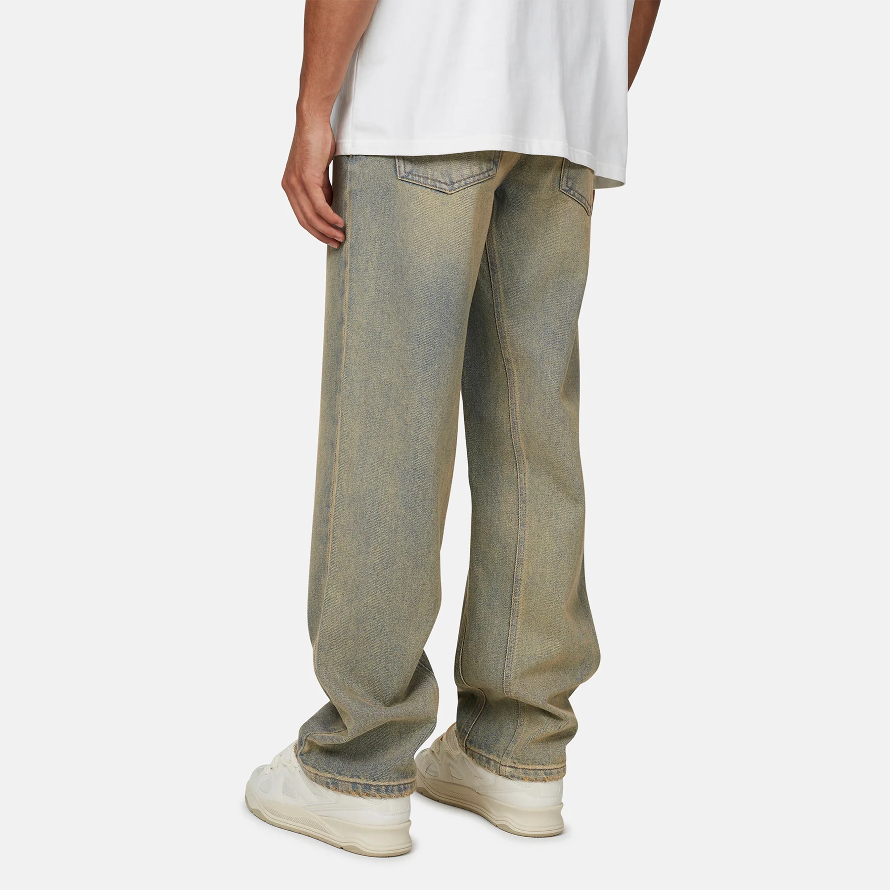 Heavy Washed Sand Blue Denim Jeans - Image 3